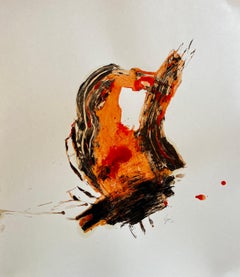 Fire Remembered — Abstract Expressionist Painting on Cardboard by Emmi Iida
