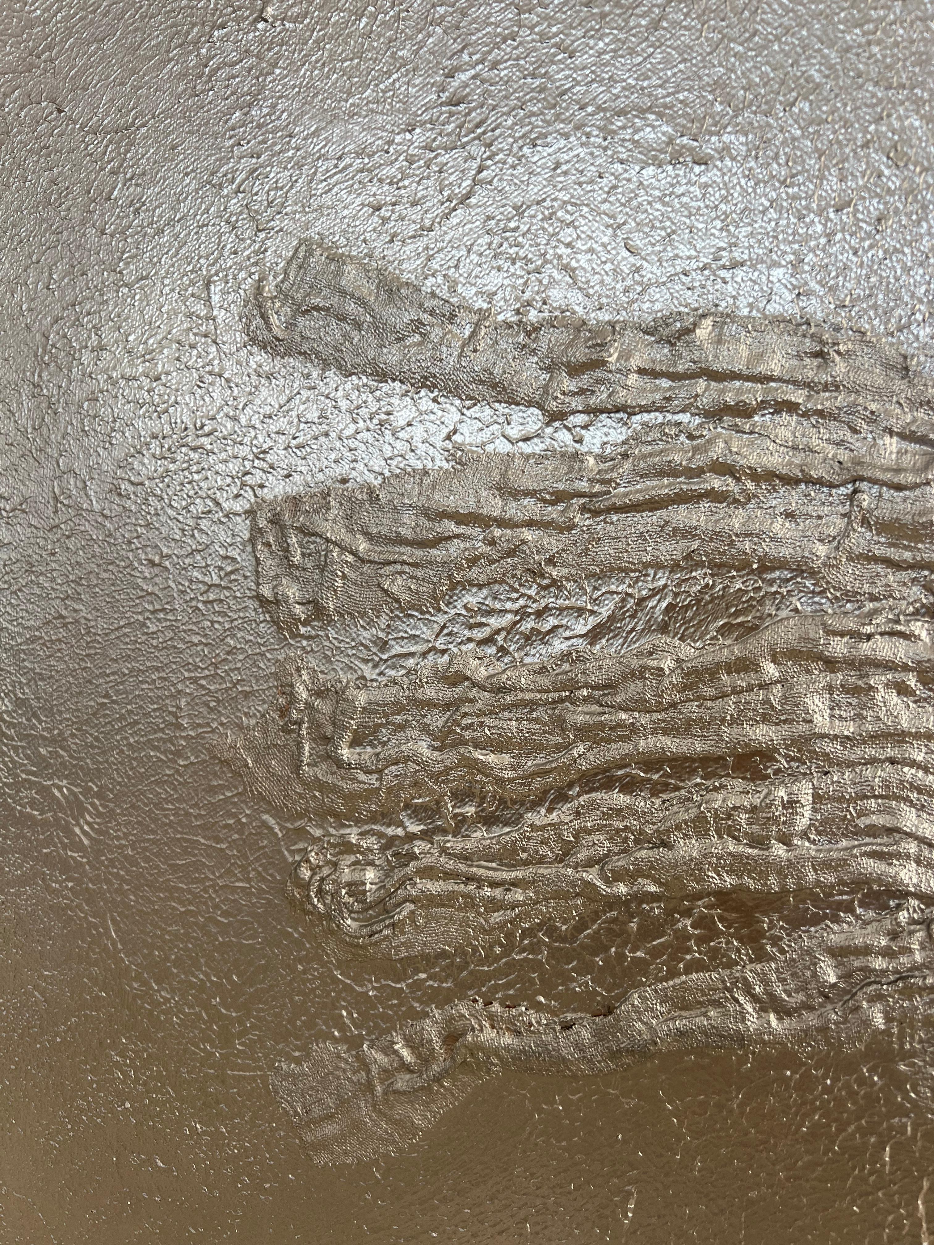 Pintura abstracta texturizada en plata 