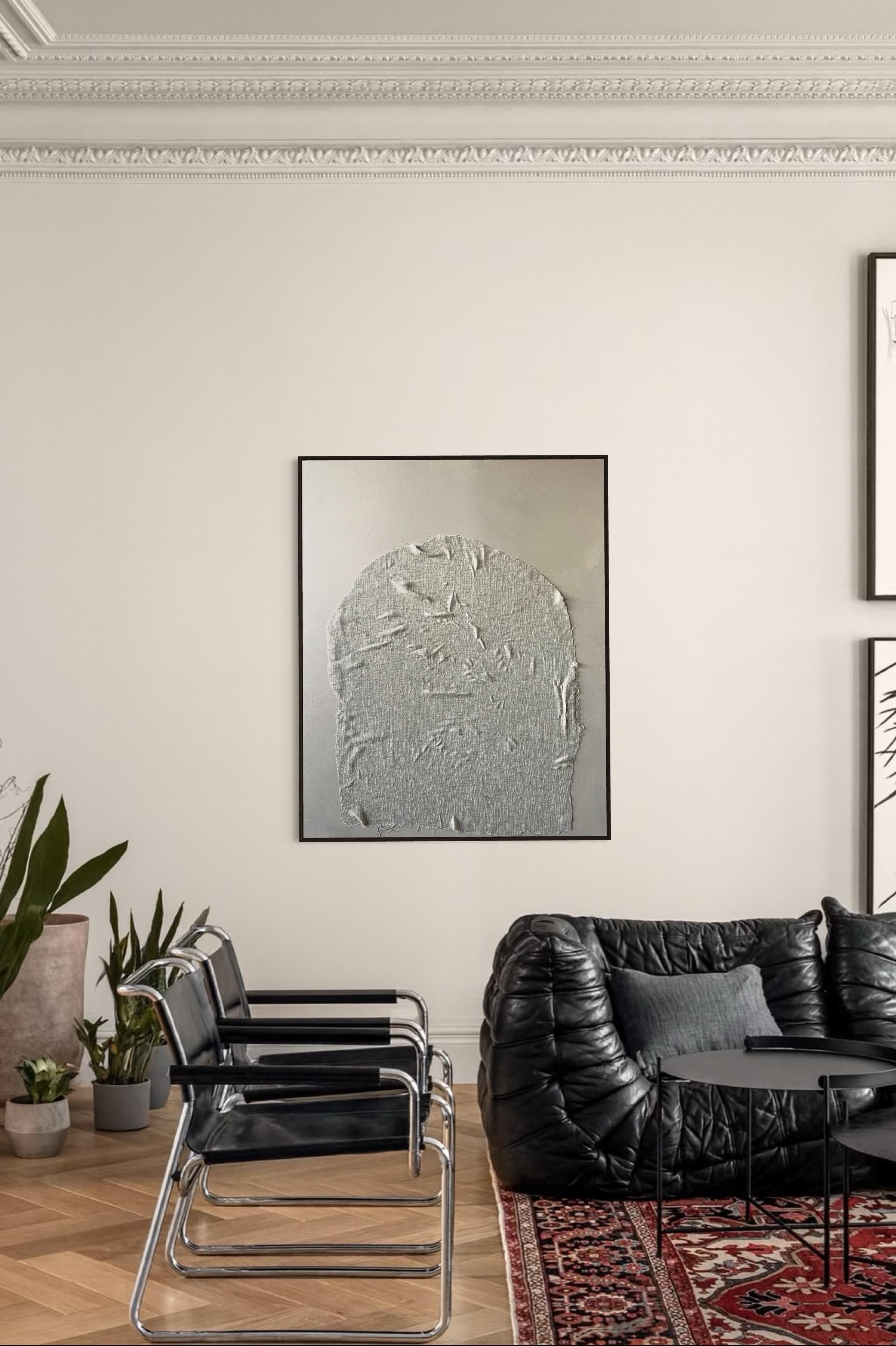 Fragment Of Silence — Large Minimalist Textile-Inspired Abstract Painting For Sale 1