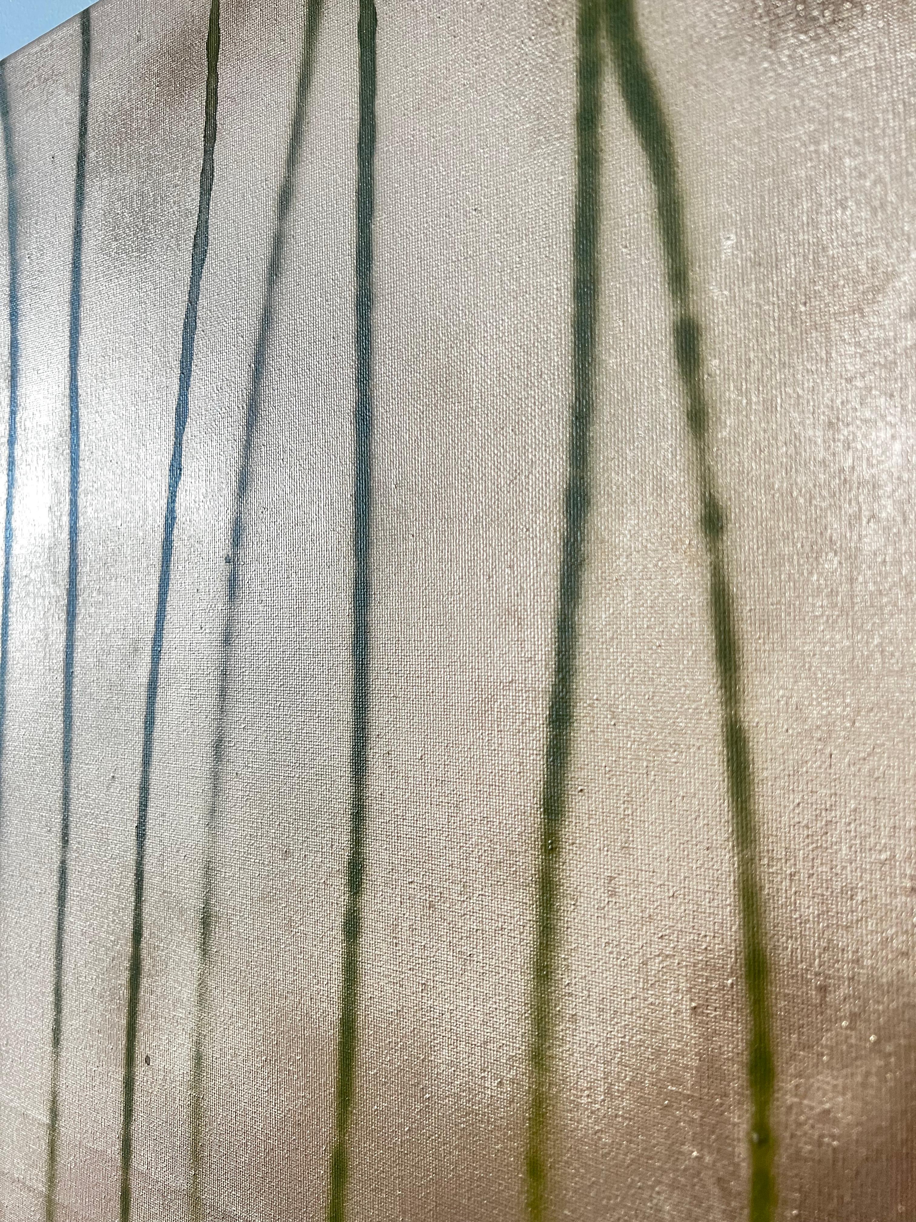Golden Hour Grass, Minimal Gold Beige Abstract Modern Expressionist Painting For Sale 1