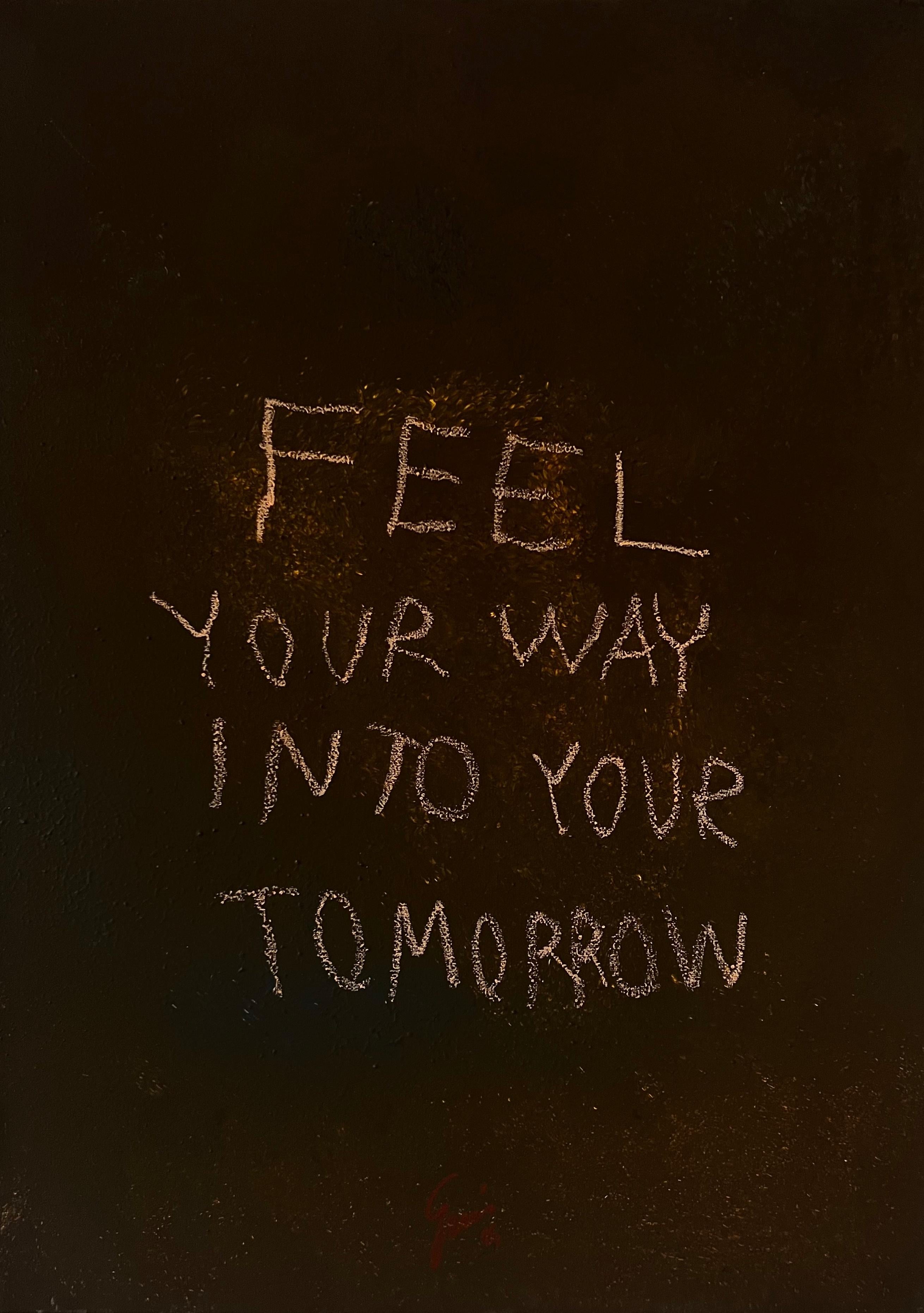 Into Your Tomorrow - Zeitgenössische textbasierte Malerei von Emmi Iida