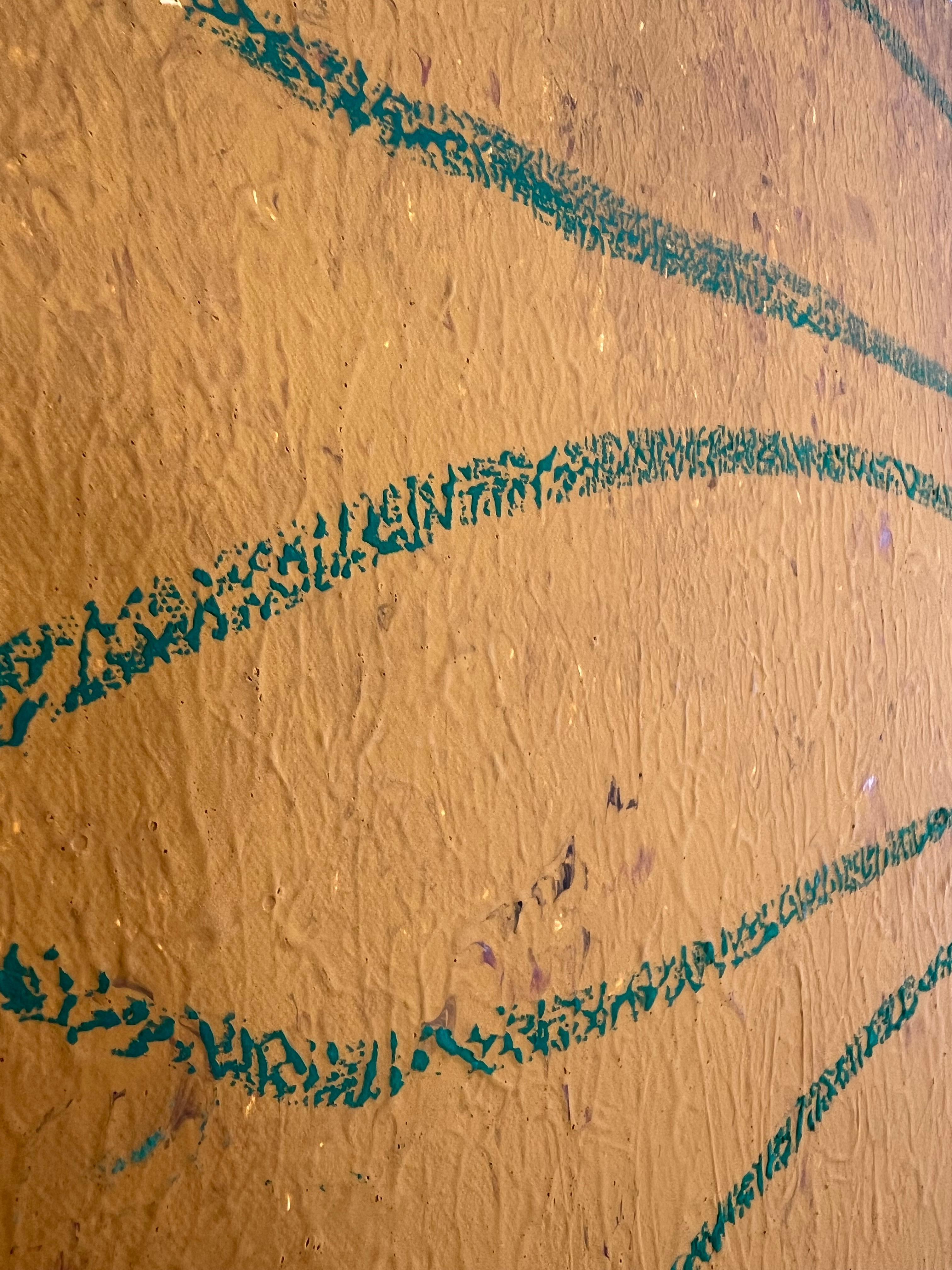 'Strati di esistenza' Pittura astratta senape e rosso intenso - Painting Espressionismo astratto di EMMI IIDA