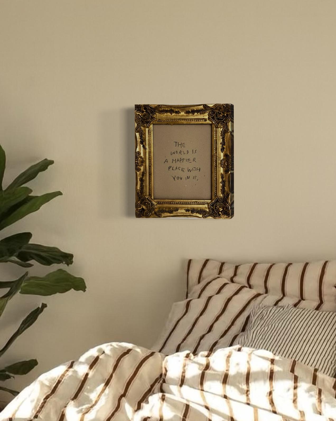 Remains Lighting - Peinture-texte conceptuelle dans un cadre orné par Emmi Iida en vente 1