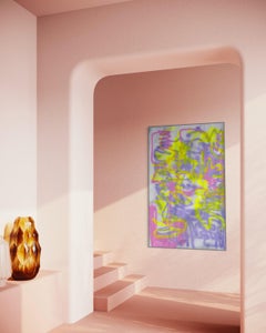 MAGNETICO Astratto colorato rosa viola giallo neon felice Opera d'arte nordica