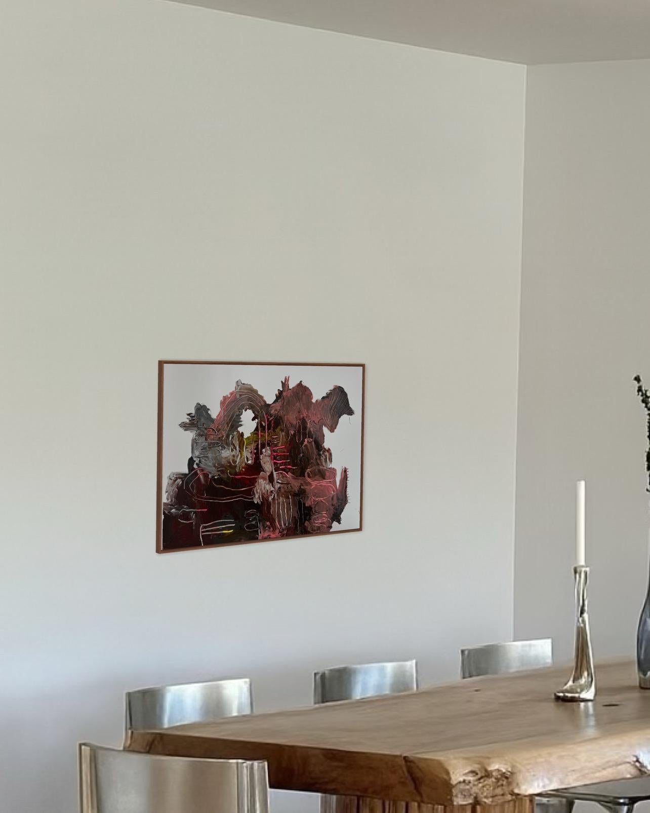 Résonance en rouge - Grande peinture expressionniste abstraite colorée d'Emmi Iida en vente 8