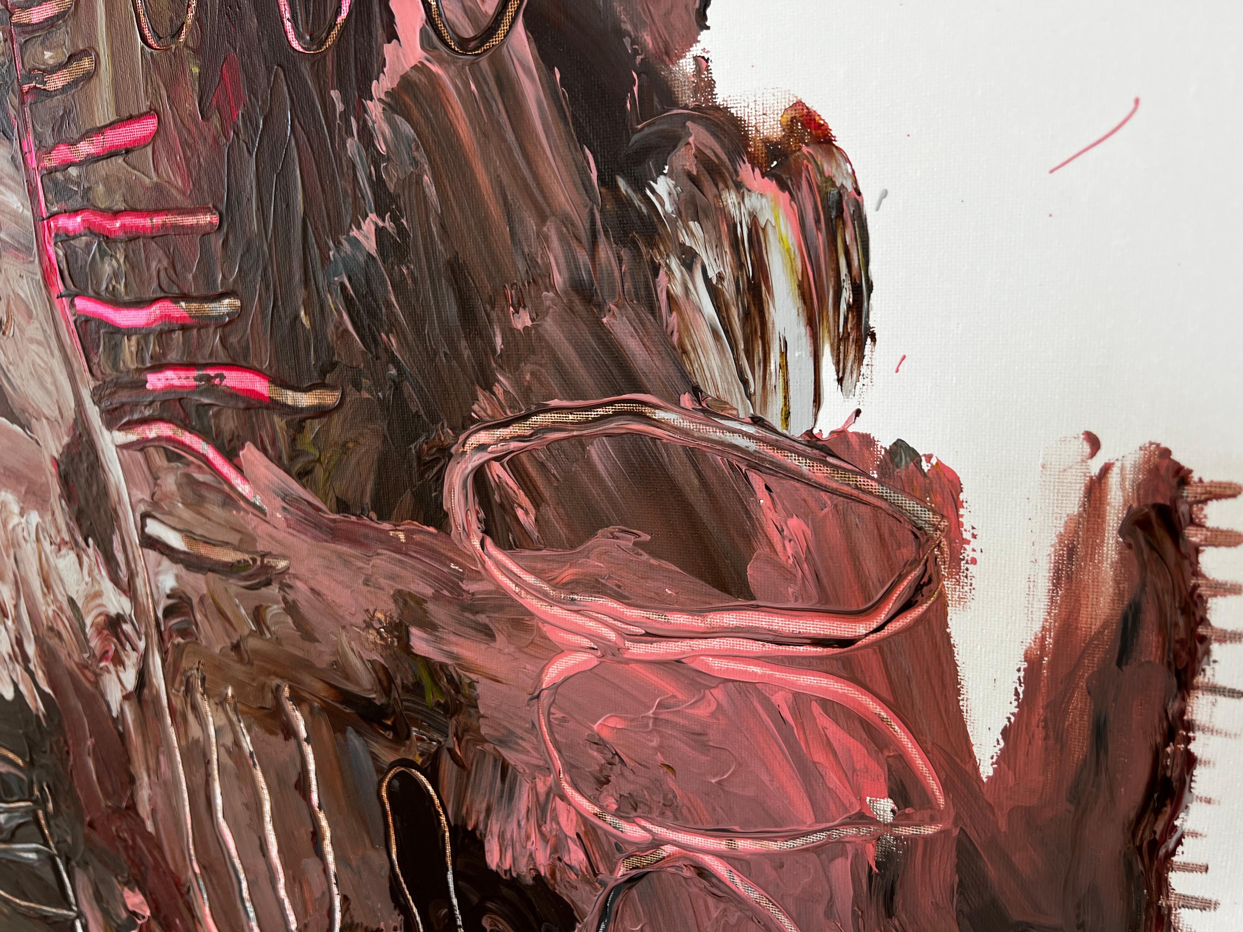 Résonance en rouge - Grande peinture expressionniste abstraite colorée d'Emmi Iida en vente 10