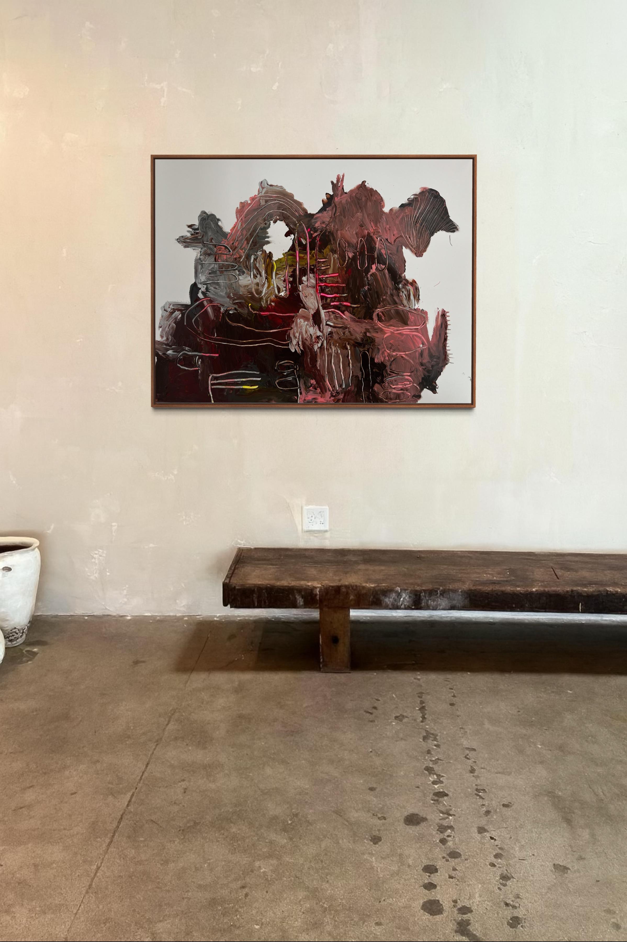 Résonance en rouge - Grande peinture expressionniste abstraite colorée d'Emmi Iida en vente 5