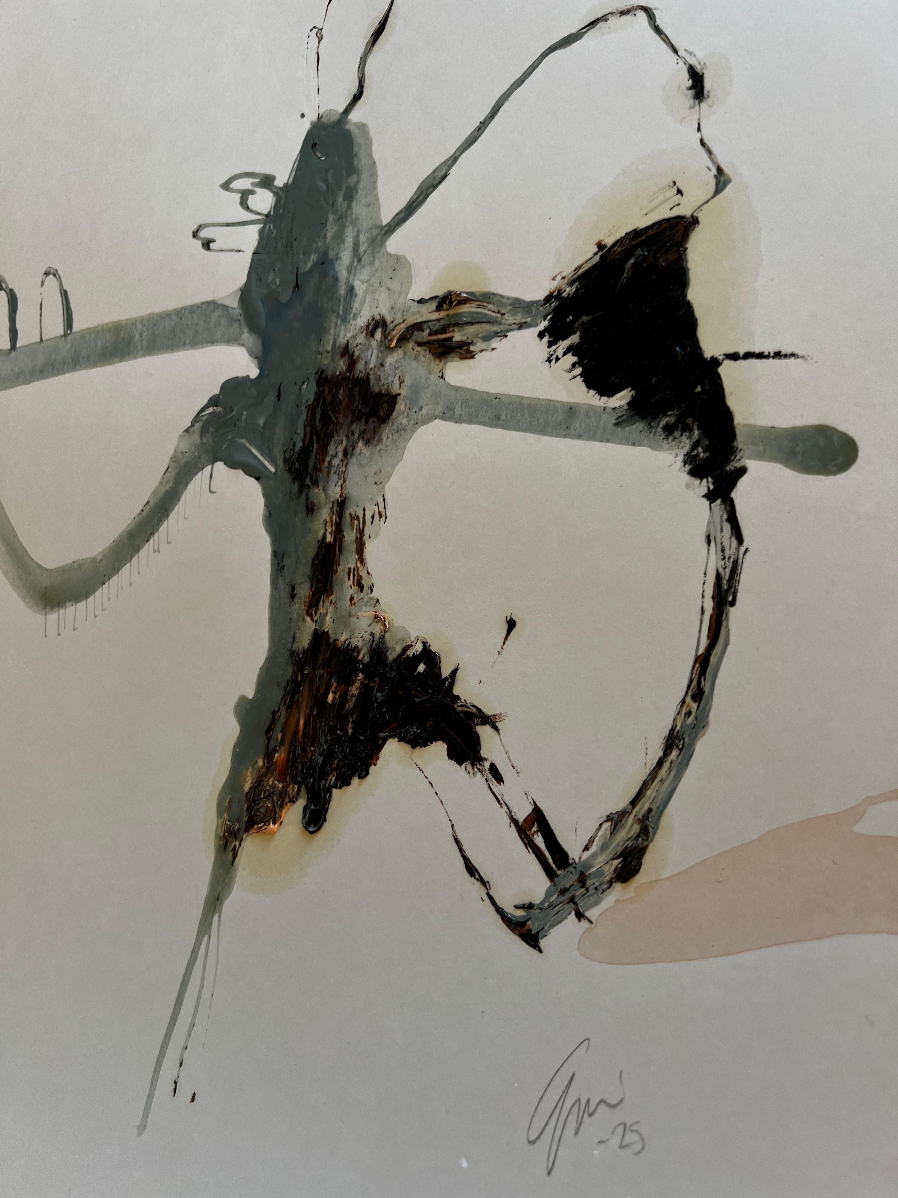 Signals of Stillness — Abstract Painting on Cardboard by Emmi Iida For Sale 12