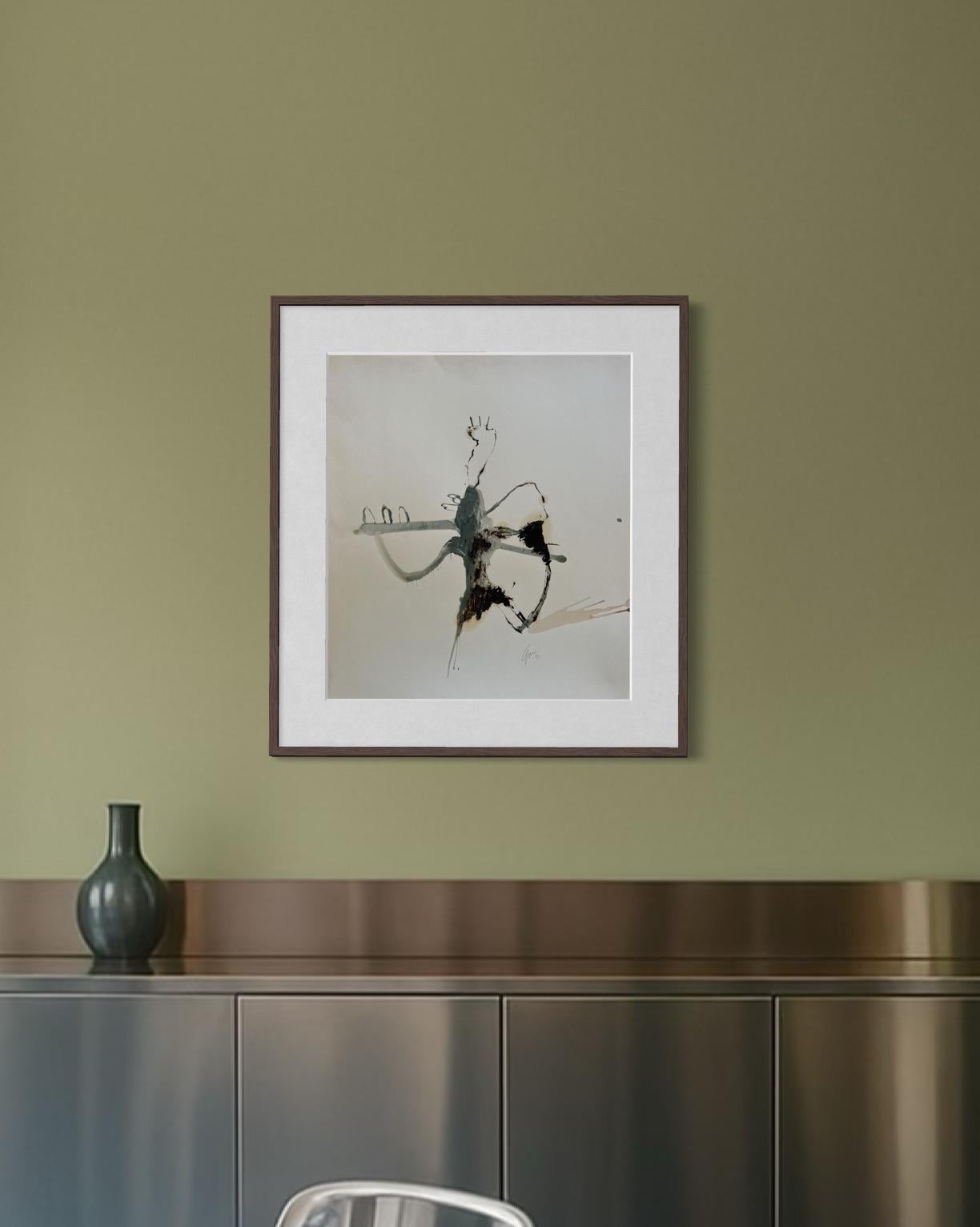 Signals of Stillness — Abstract Painting on Cardboard by Emmi Iida For Sale 14