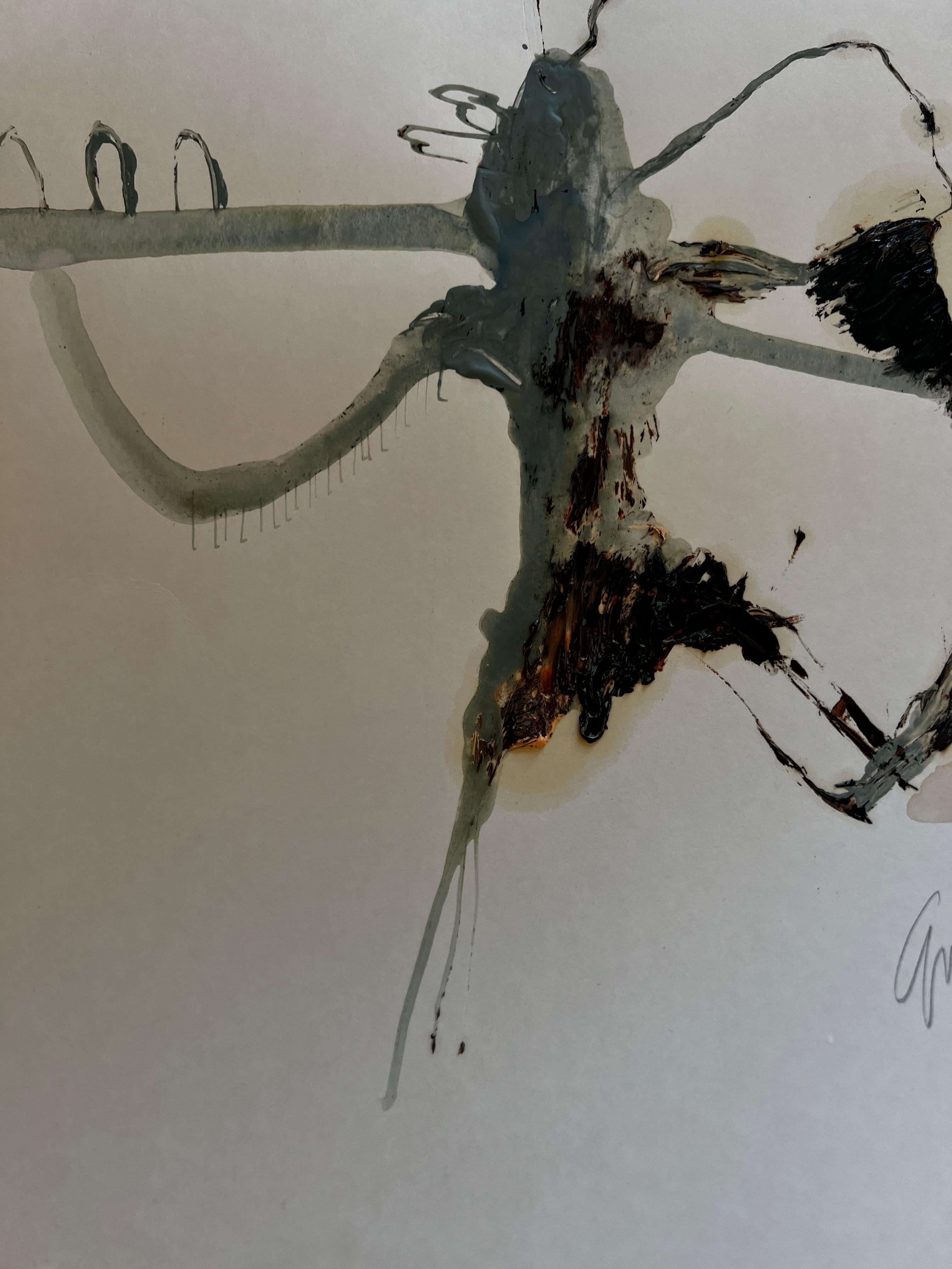 Signals of Stillness — Abstract Painting on Cardboard by Emmi Iida For Sale 2