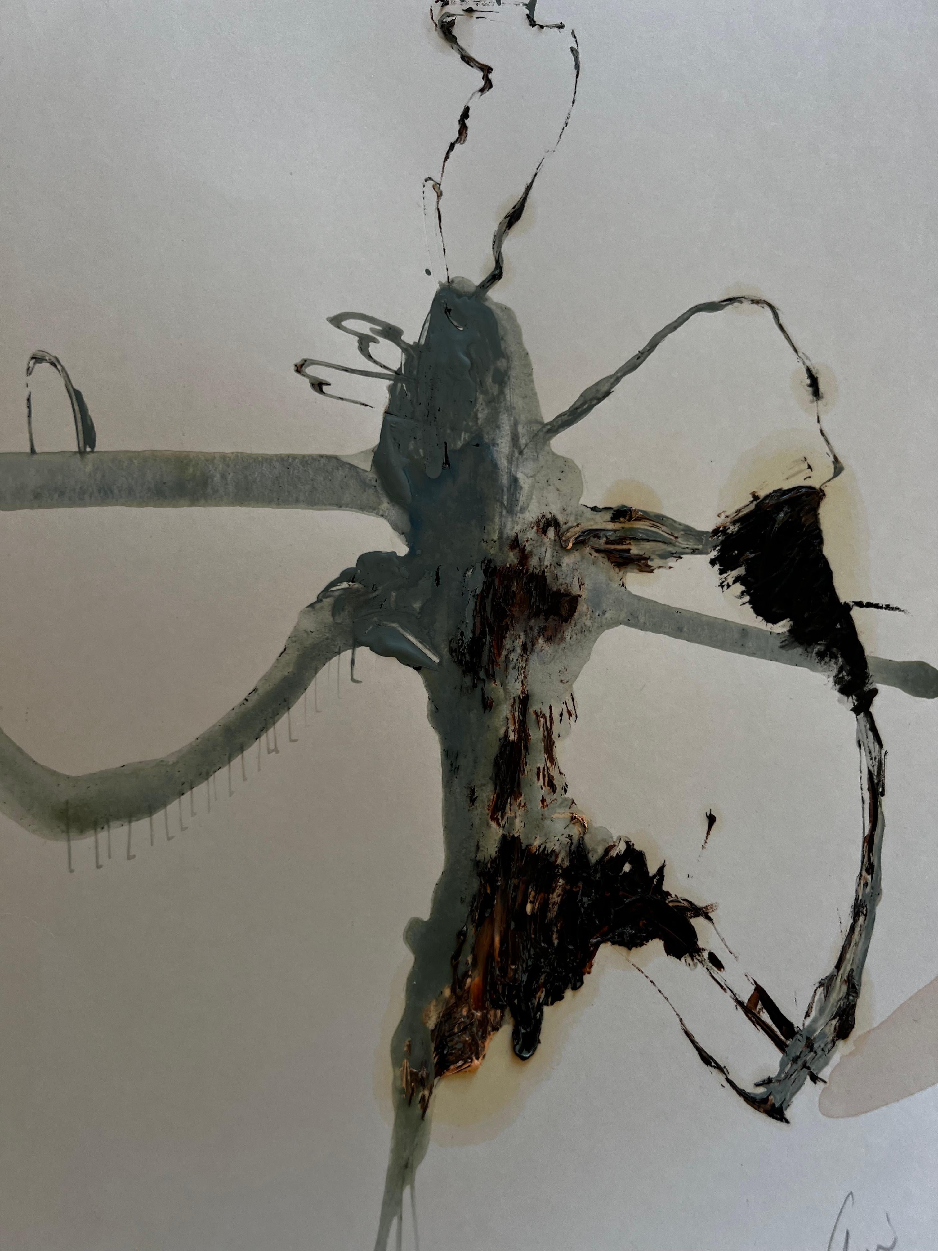 Signals of Stillness — Abstract Painting on Cardboard by Emmi Iida For Sale 4