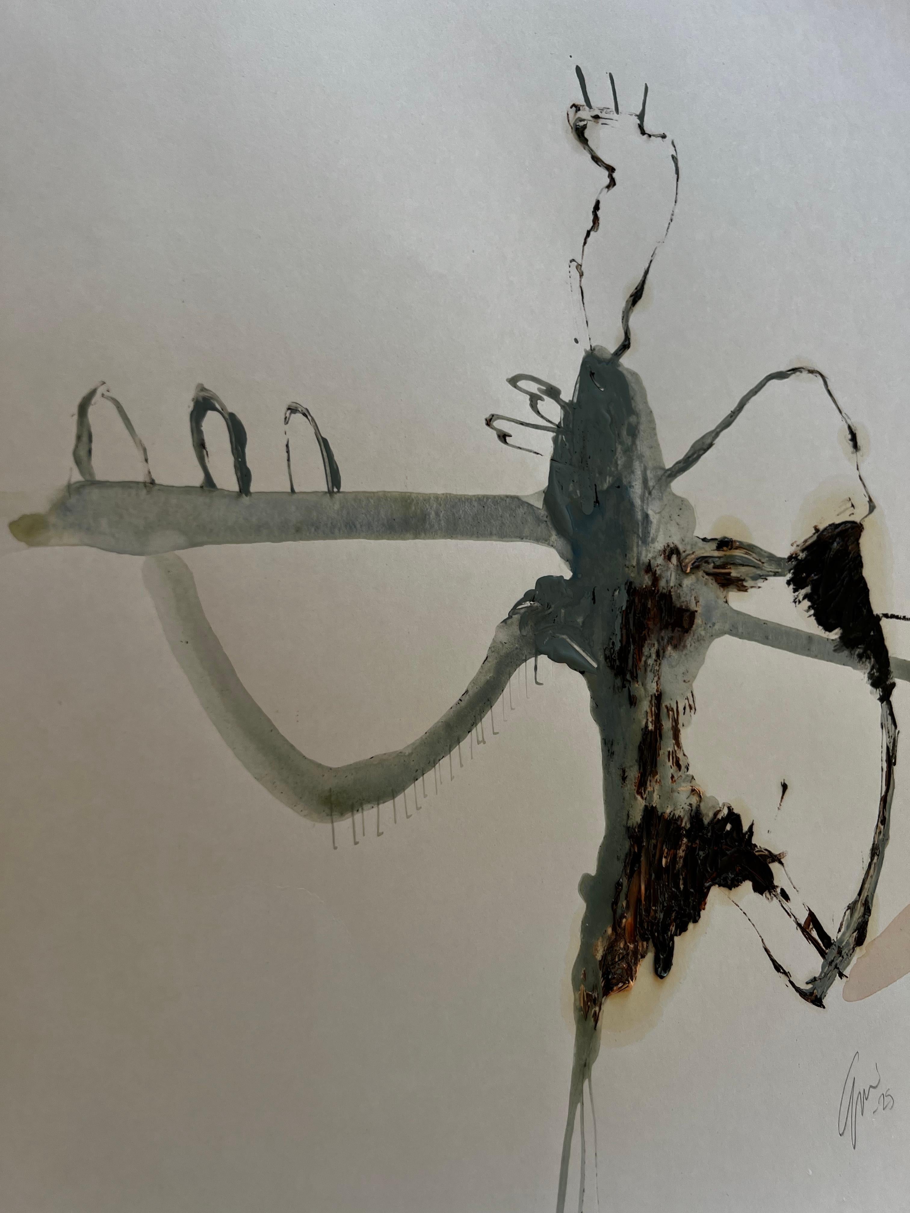 Signals of Stillness — Abstract Painting on Cardboard by Emmi Iida For Sale 8