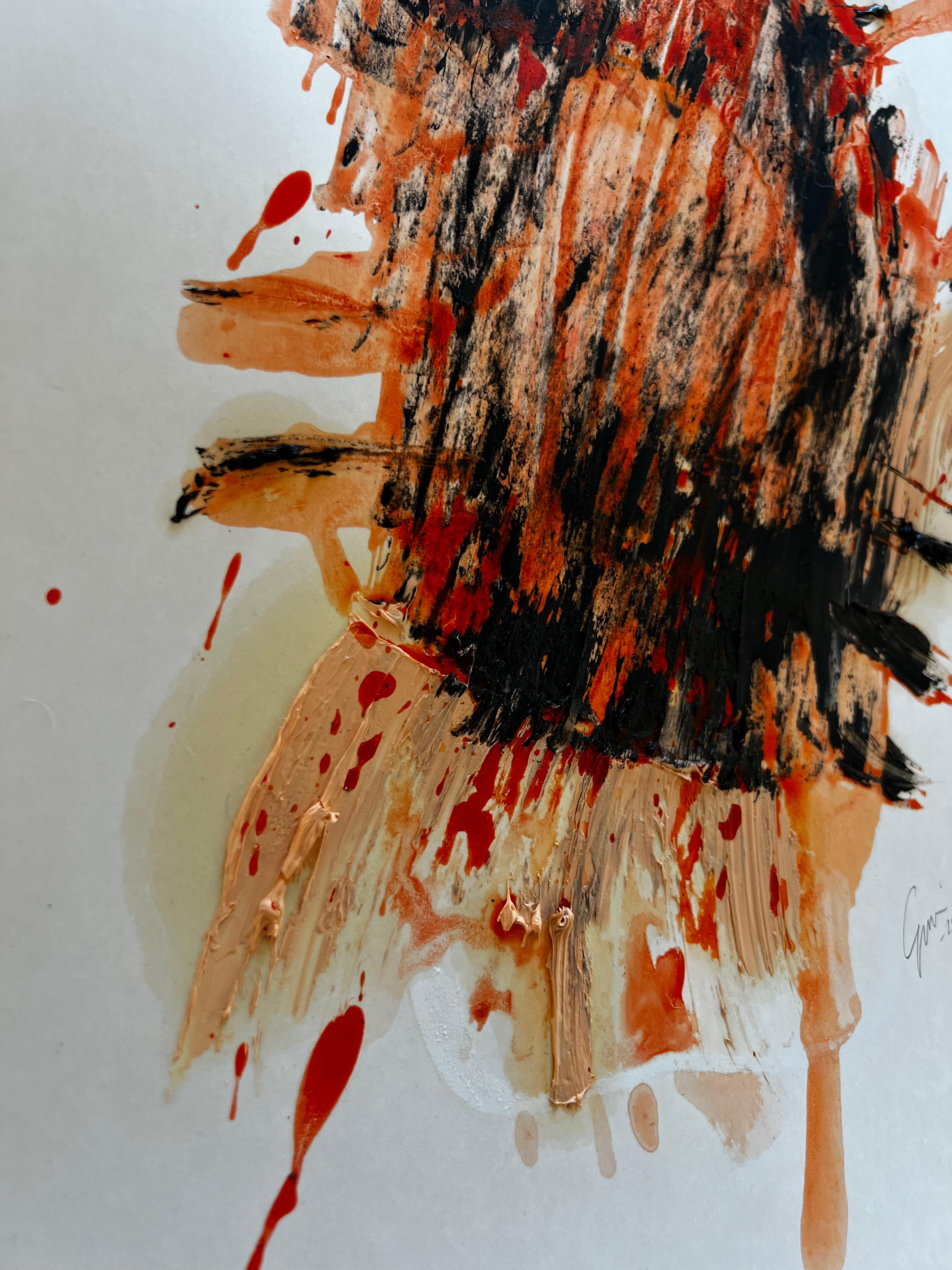 The Memory of Warmth — Abstract Painting on Cardboard by Emmi Iida For Sale 12