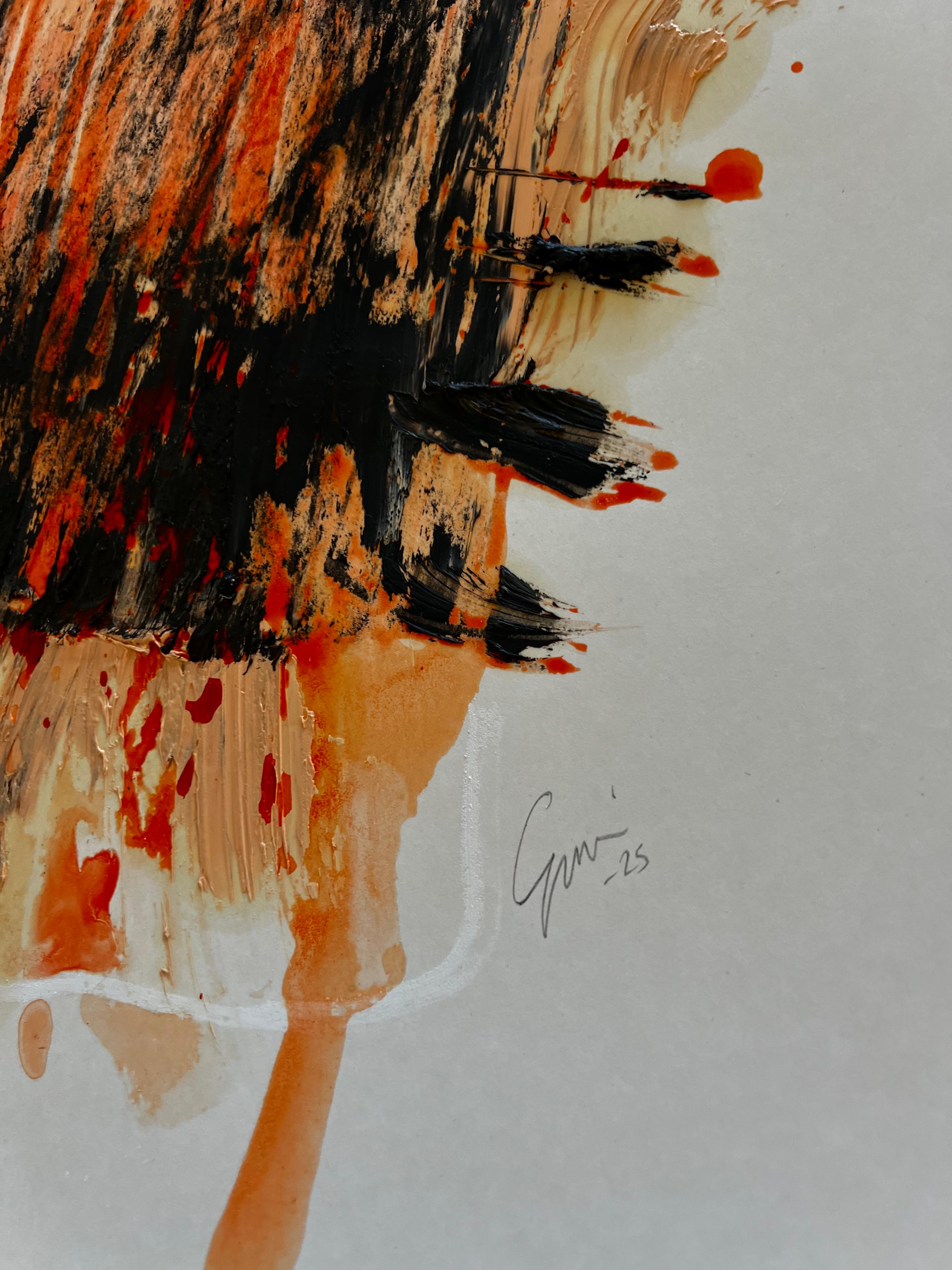 The Memory of Warmth — Abstract Painting on Cardboard by Emmi Iida For Sale 13