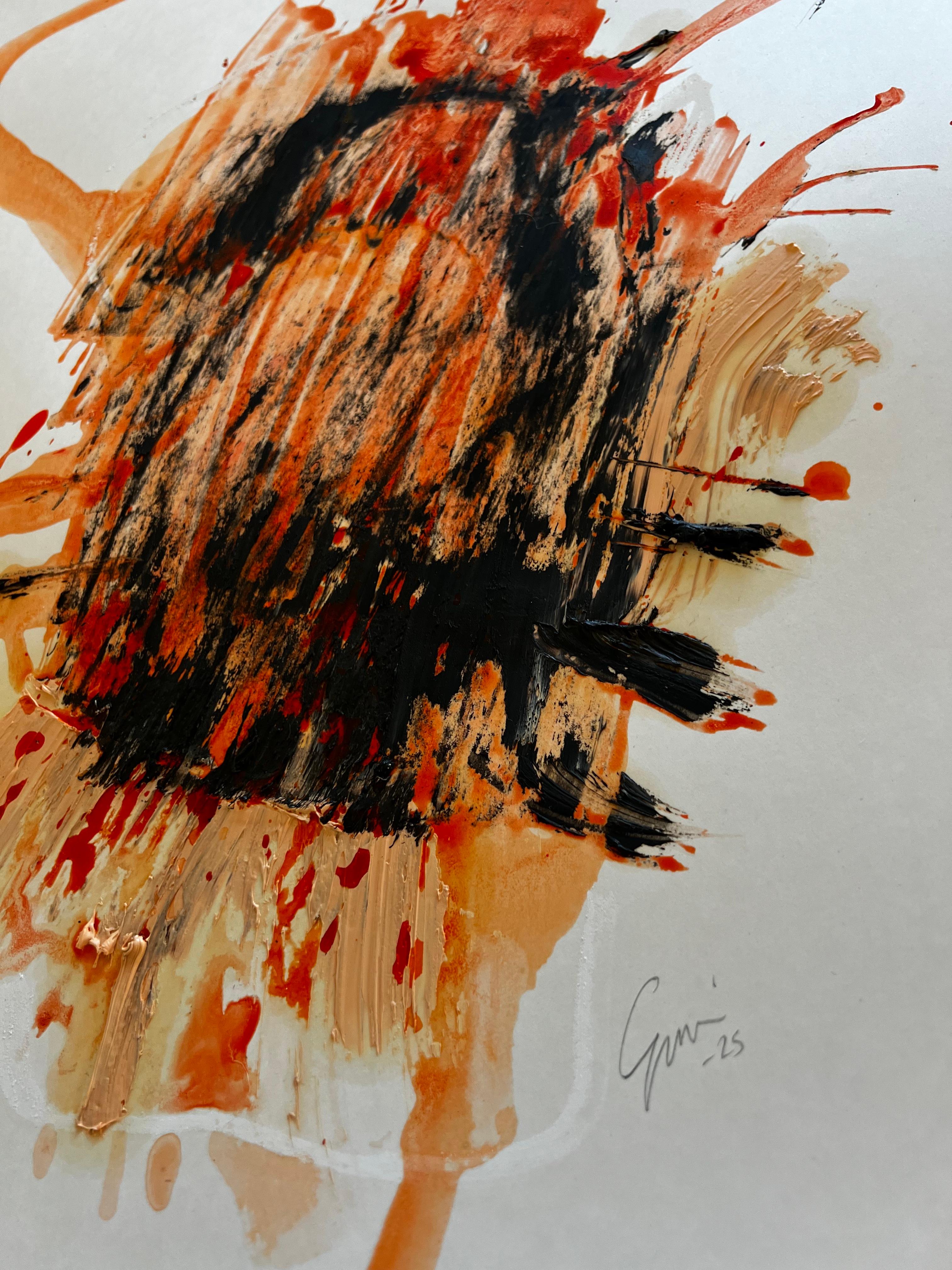 The Memory of Warmth — Abstract Painting on Cardboard by Emmi Iida For Sale 3