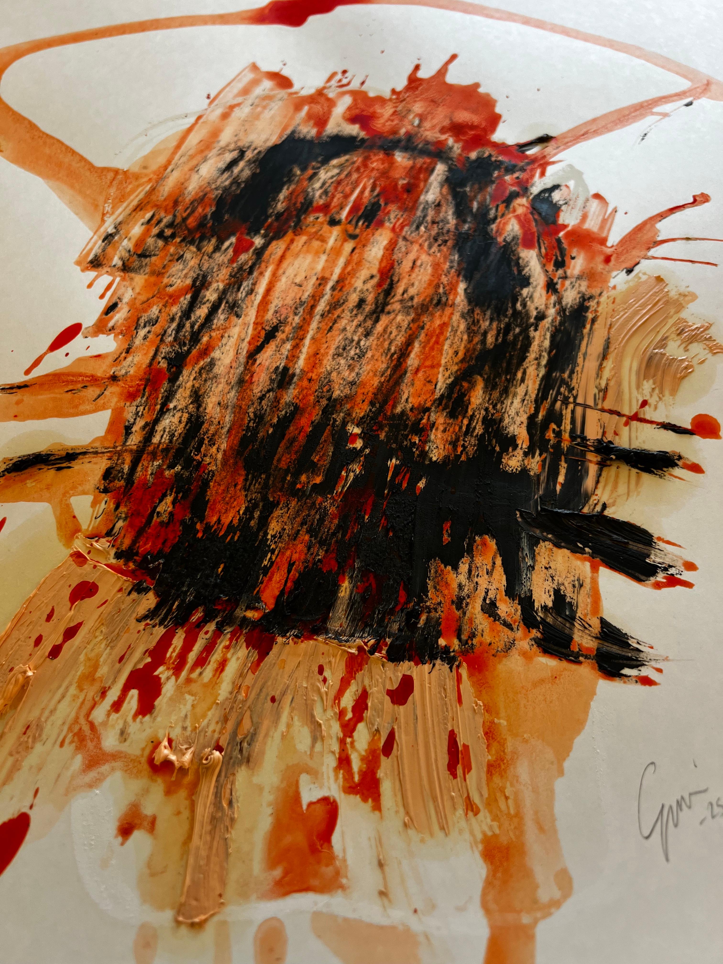 The Memory of Warmth — Abstract Painting on Cardboard by Emmi Iida For Sale 5