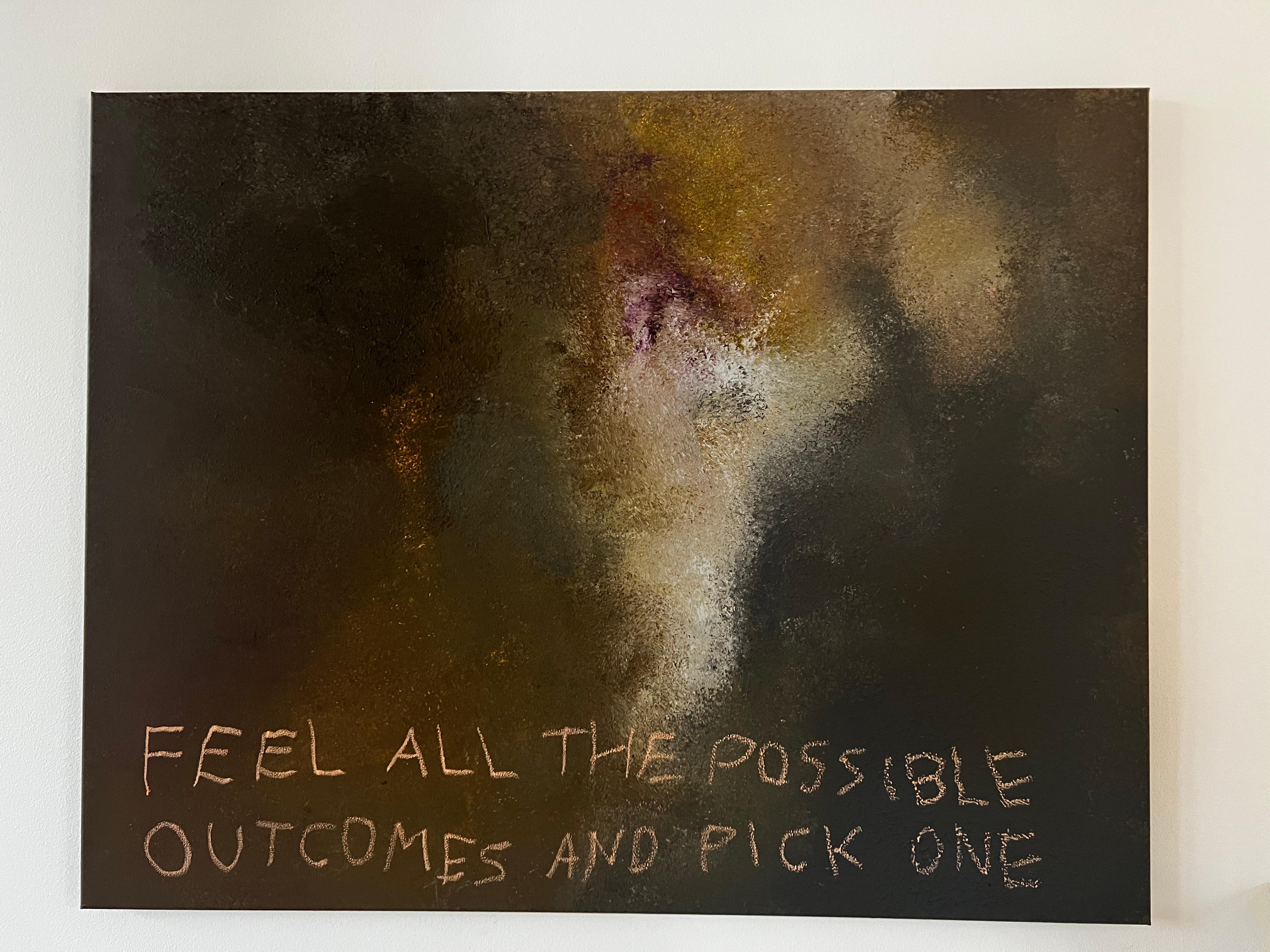 Das Gewicht der Möglichkeit - große, textbasierte Malerei von Emmi Iida (Abstrakter Expressionismus), Painting, von EMMI IIDA