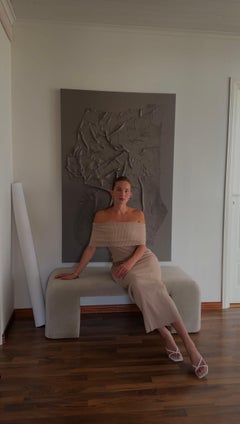 Veins of Soil – Large Contemporary Nordic Abstract Painting in Taupe