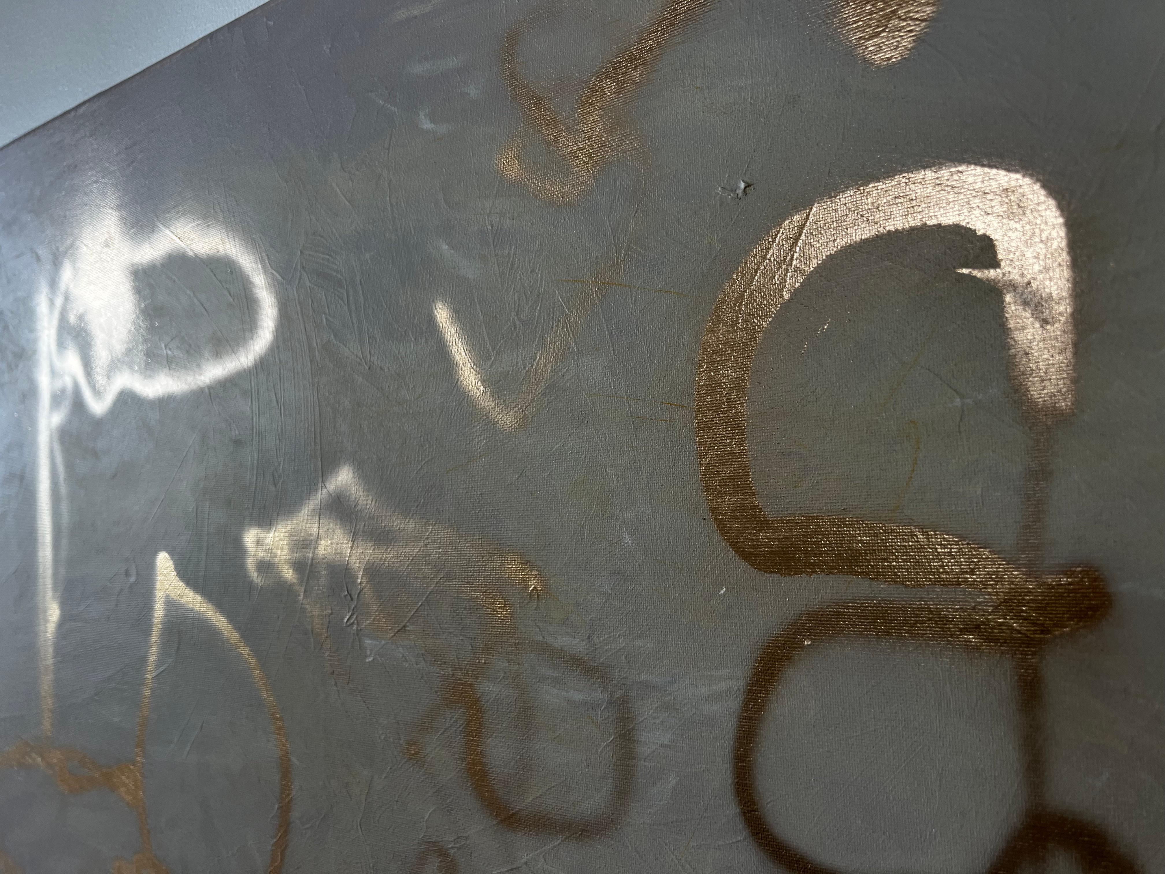 Whispers in Gold, Minimal Gold Beige Abstrakt Modern Expressionist Malerei im Angebot 6