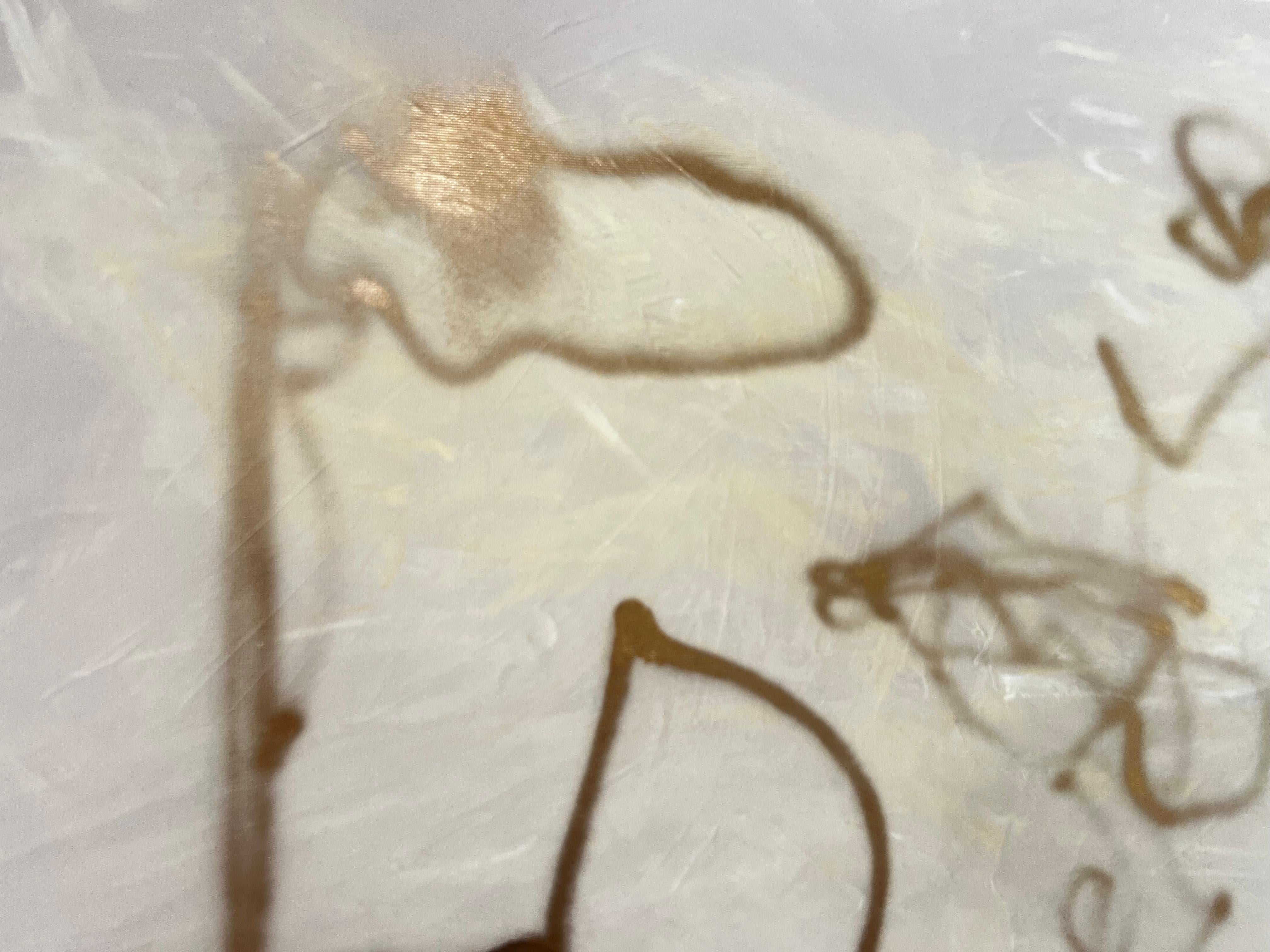 Whispers in Gold, Minimal Gold Beige Abstrakt Modern Expressionist Malerei im Angebot 2