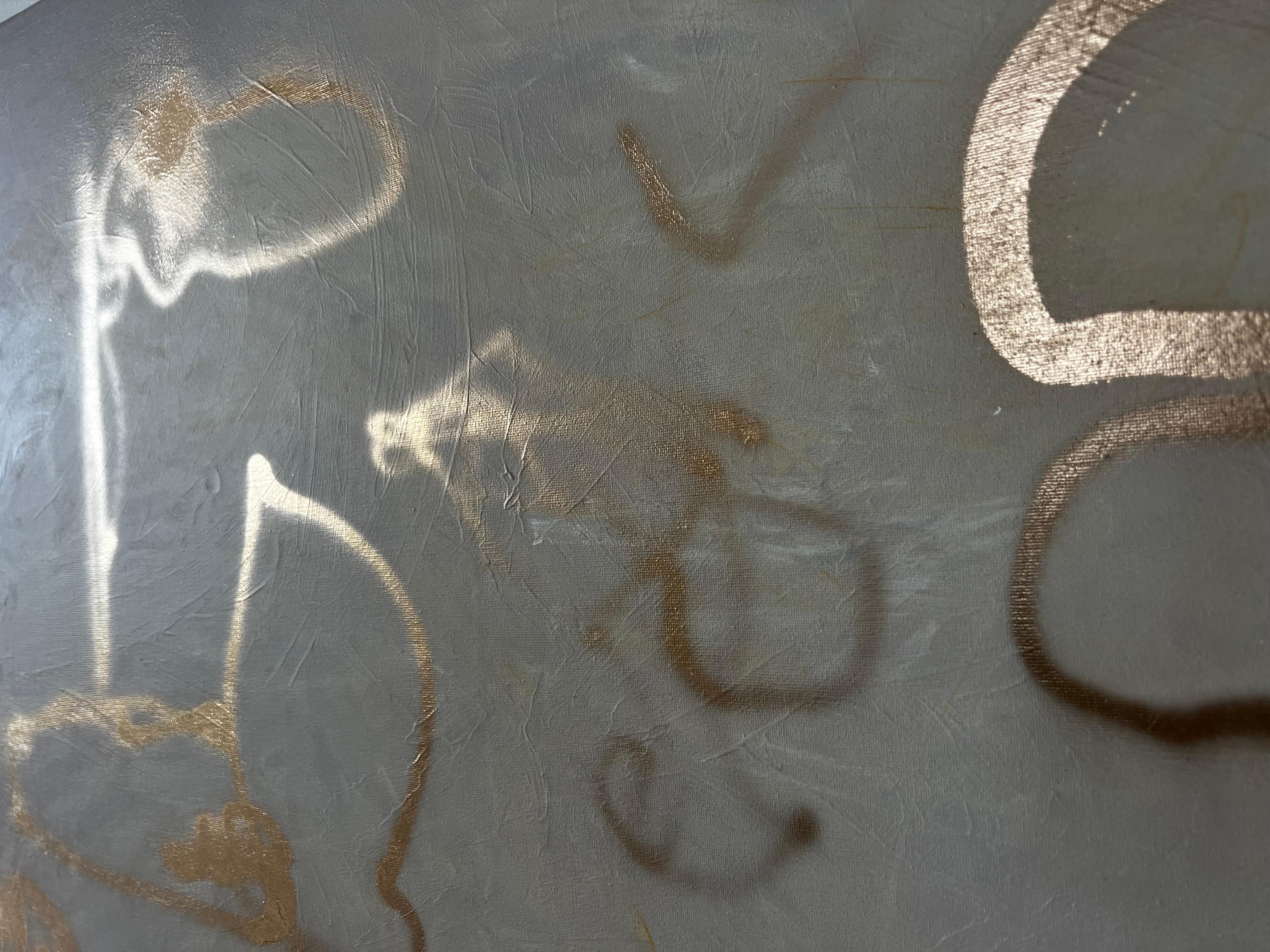 Whispers in Gold, Minimal Gold Beige Abstrakt Modern Expressionist Malerei im Angebot 5