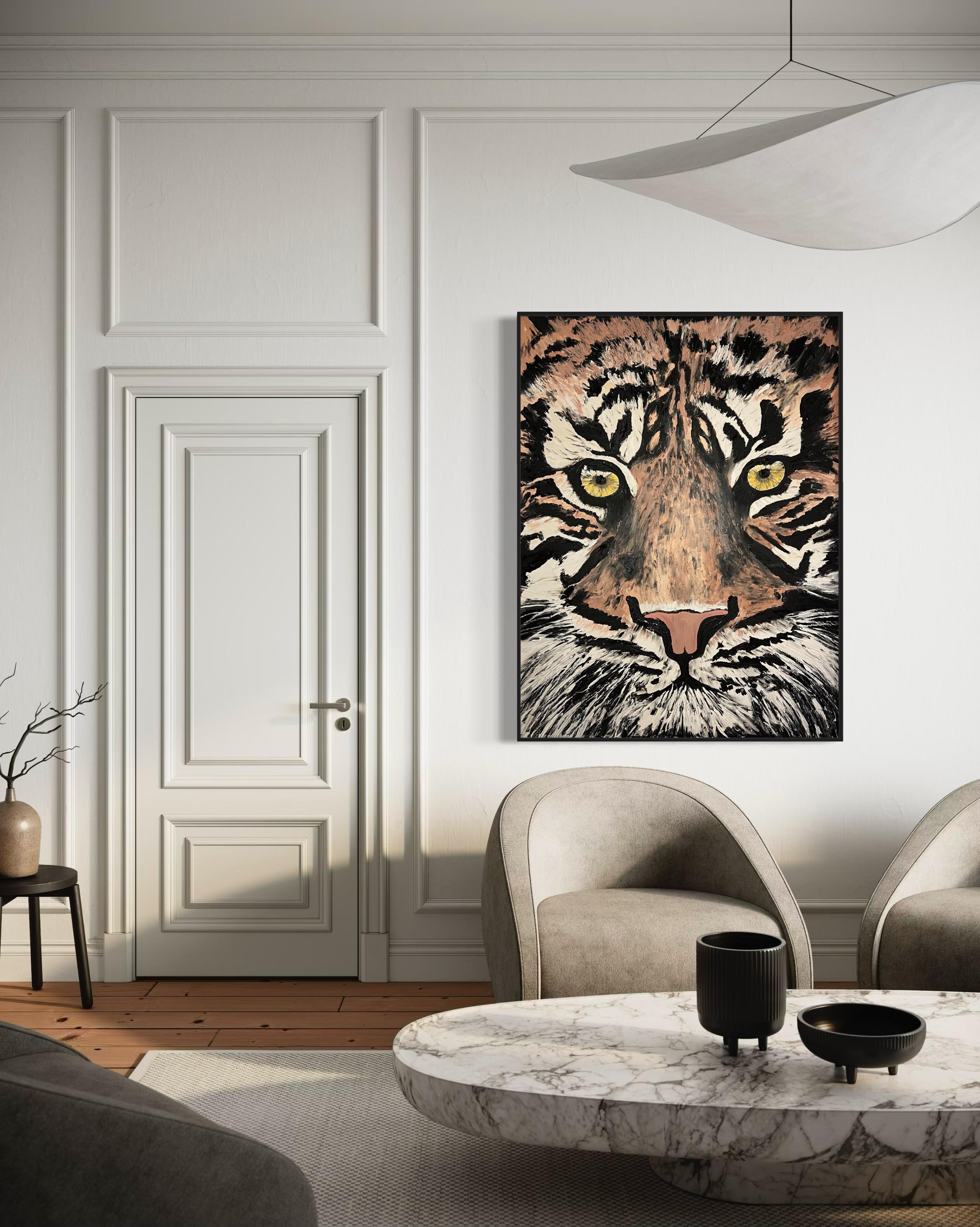'Forza di volontà' tigre pittura forza spirituale potere allineamento integrità grande - Painting Realismo di EMMI IIDA