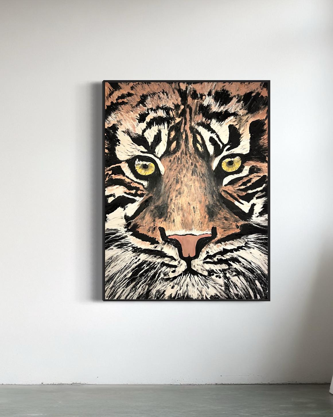 'Forza di volontà' tigre pittura forza spirituale potere allineamento integrità grande in vendita 3