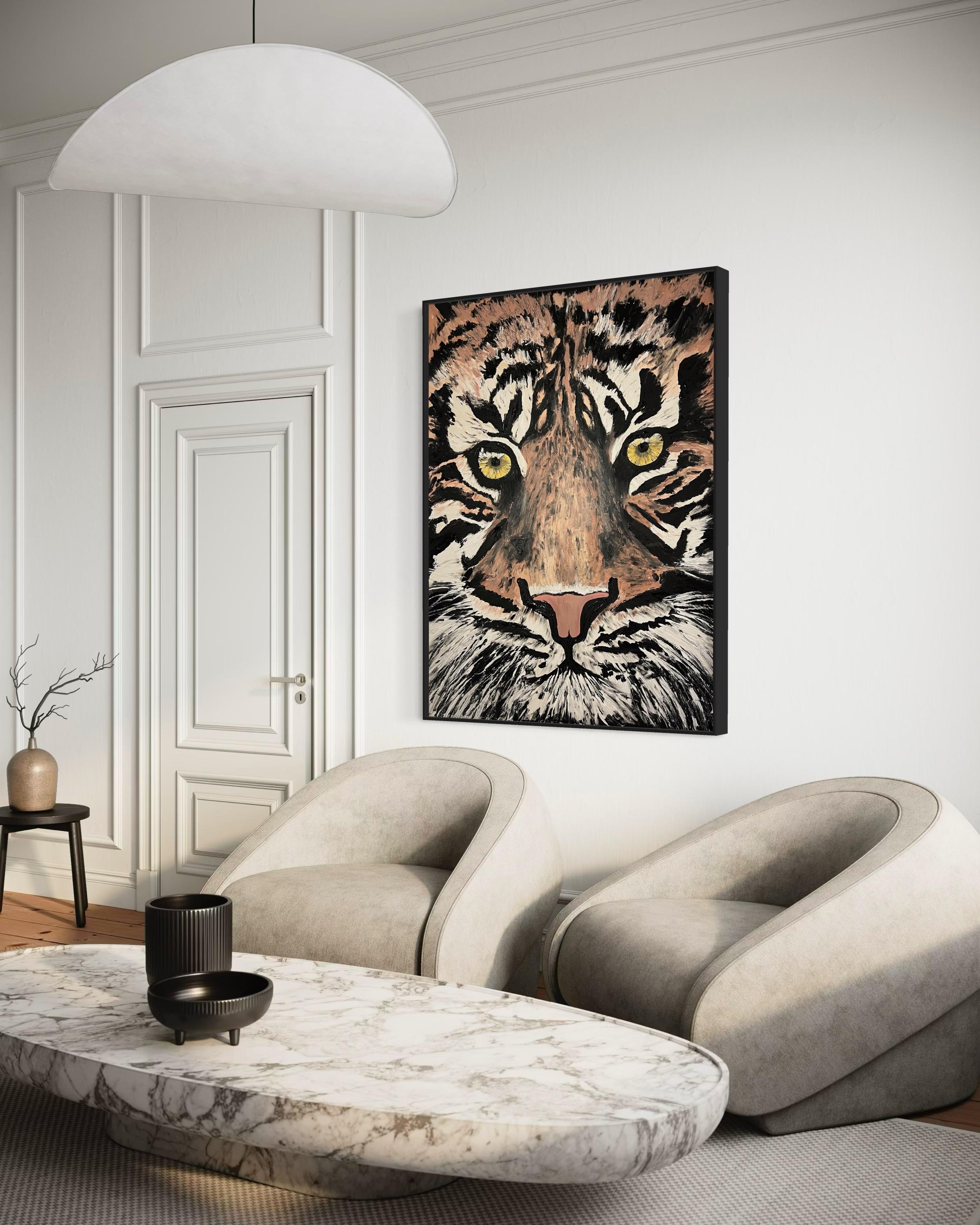 'Forza di volontà' tigre pittura forza spirituale potere allineamento integrità grande in vendita 4