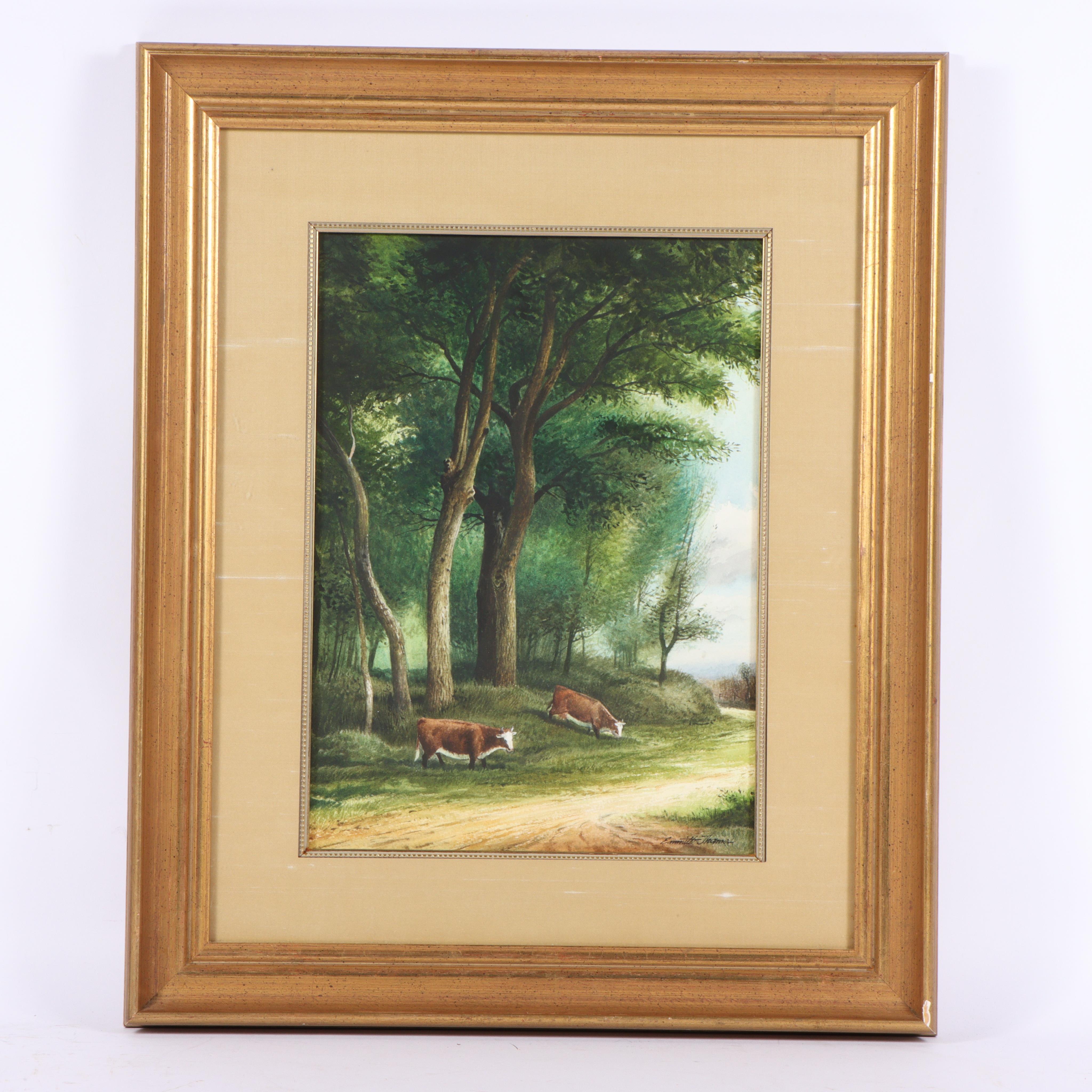 Emmitt Thames Landscape Painting - Two Grazing