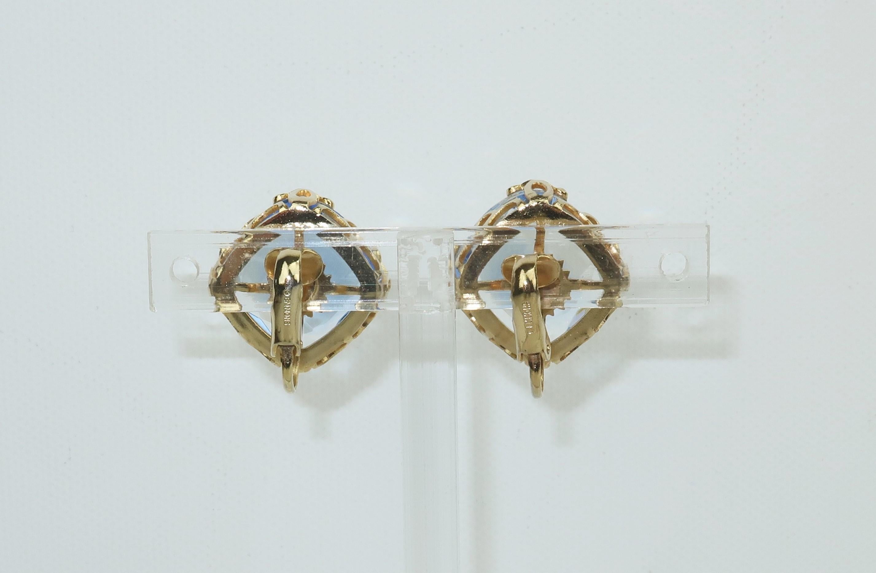 Modern Emmons Blue Crystal Earrings C.1960