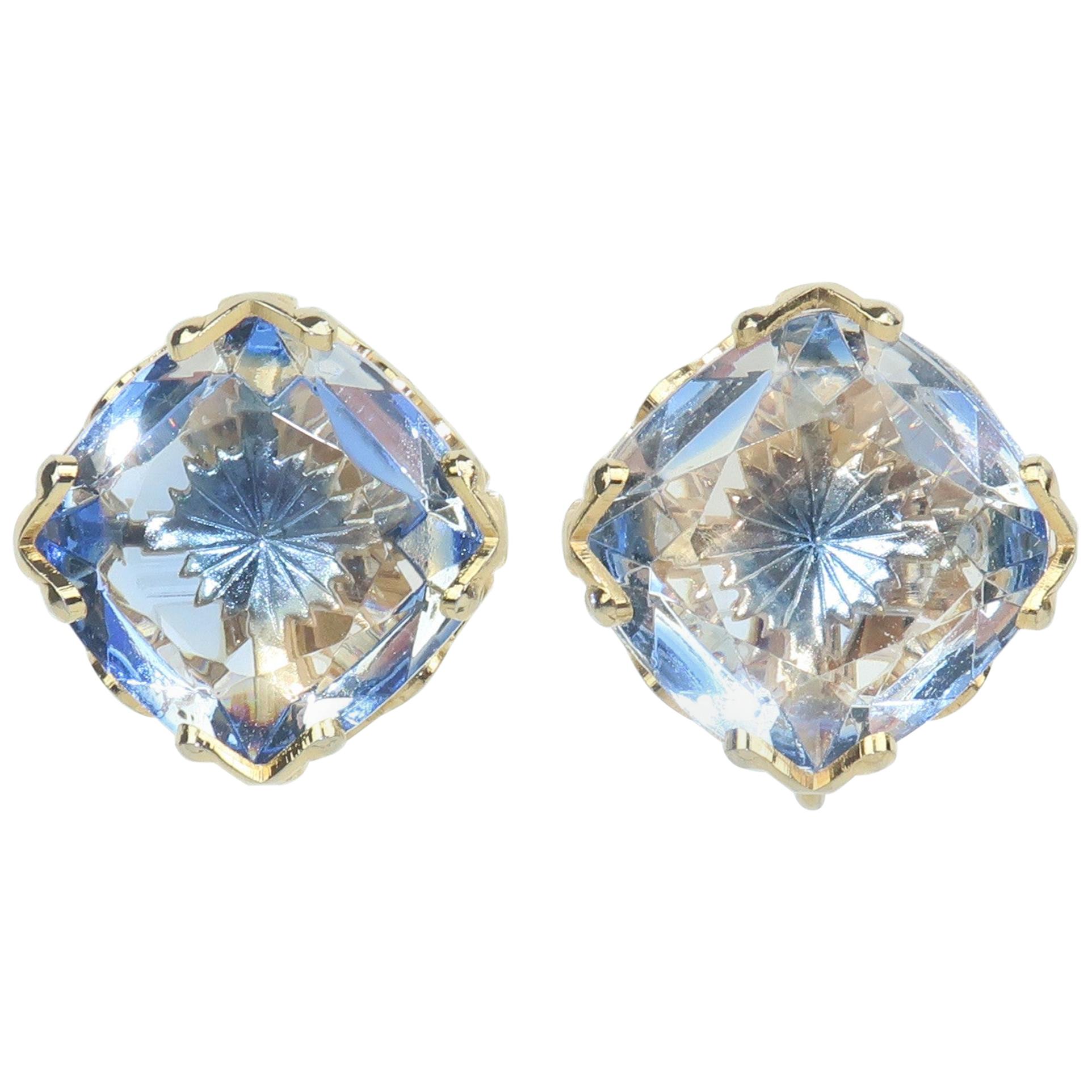 Emmons Blue Crystal Earrings C.1960