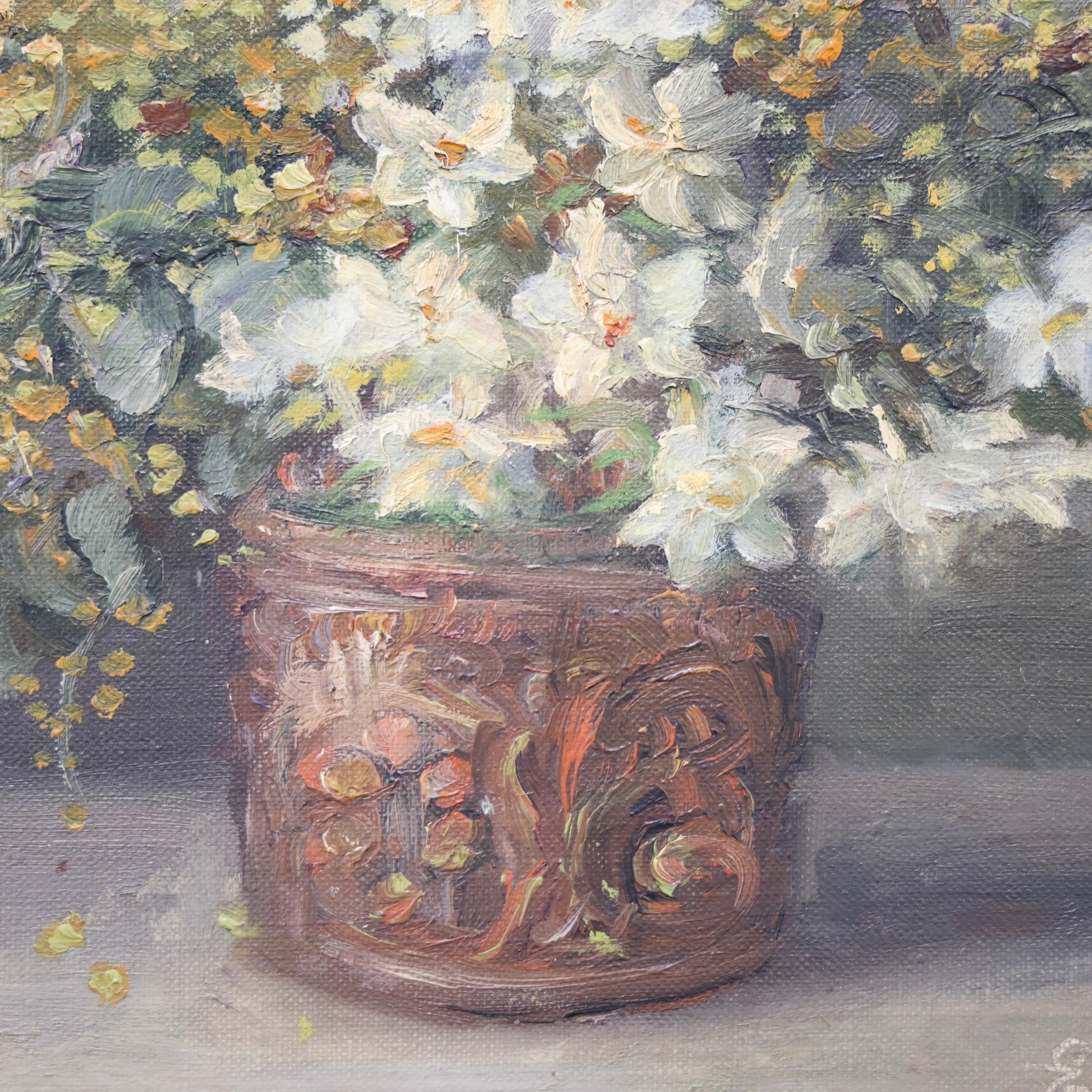 Early 20th Century Emmy Thornam Still-life 'Flower Arrangement', Oil Painting, 1920s, Denmark For Sale