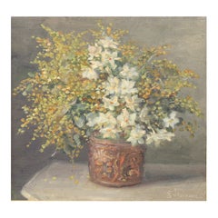 Emmy Thornam Natura morta "Composizione floreale", pittura a olio, anni '20, Danimarca