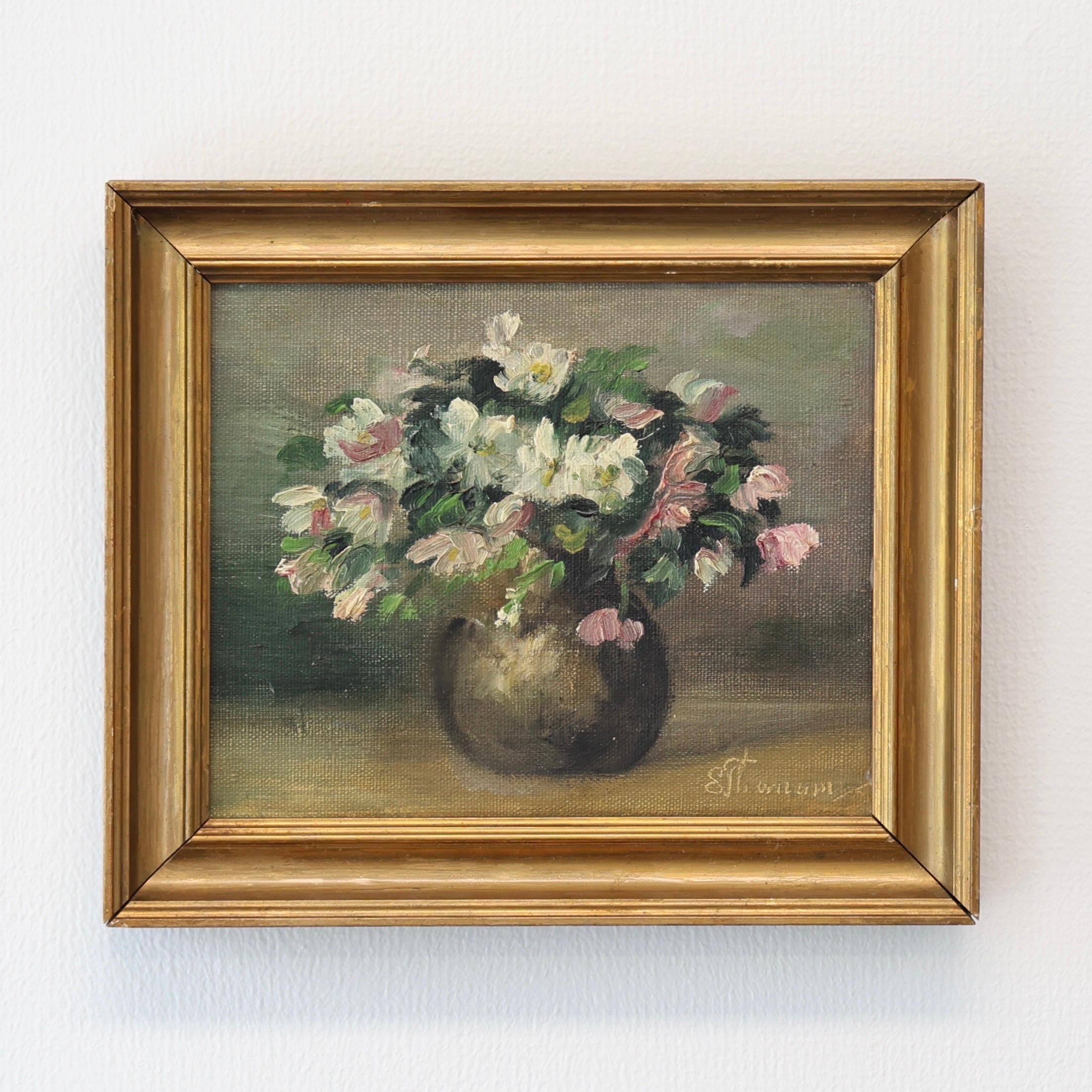 Emmy Thornam Stilleben Blumenstrauß, Ölgemälde, 1920er Jahre, Dänemark (Dänisch) im Angebot