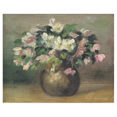 Emmy Thornam Natura morta con bouquet di fiori, Pittura a olio, anni '20, Danimarca