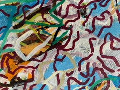 Mother Of Pearl - gestsural organic nature abstraction in blue and coral