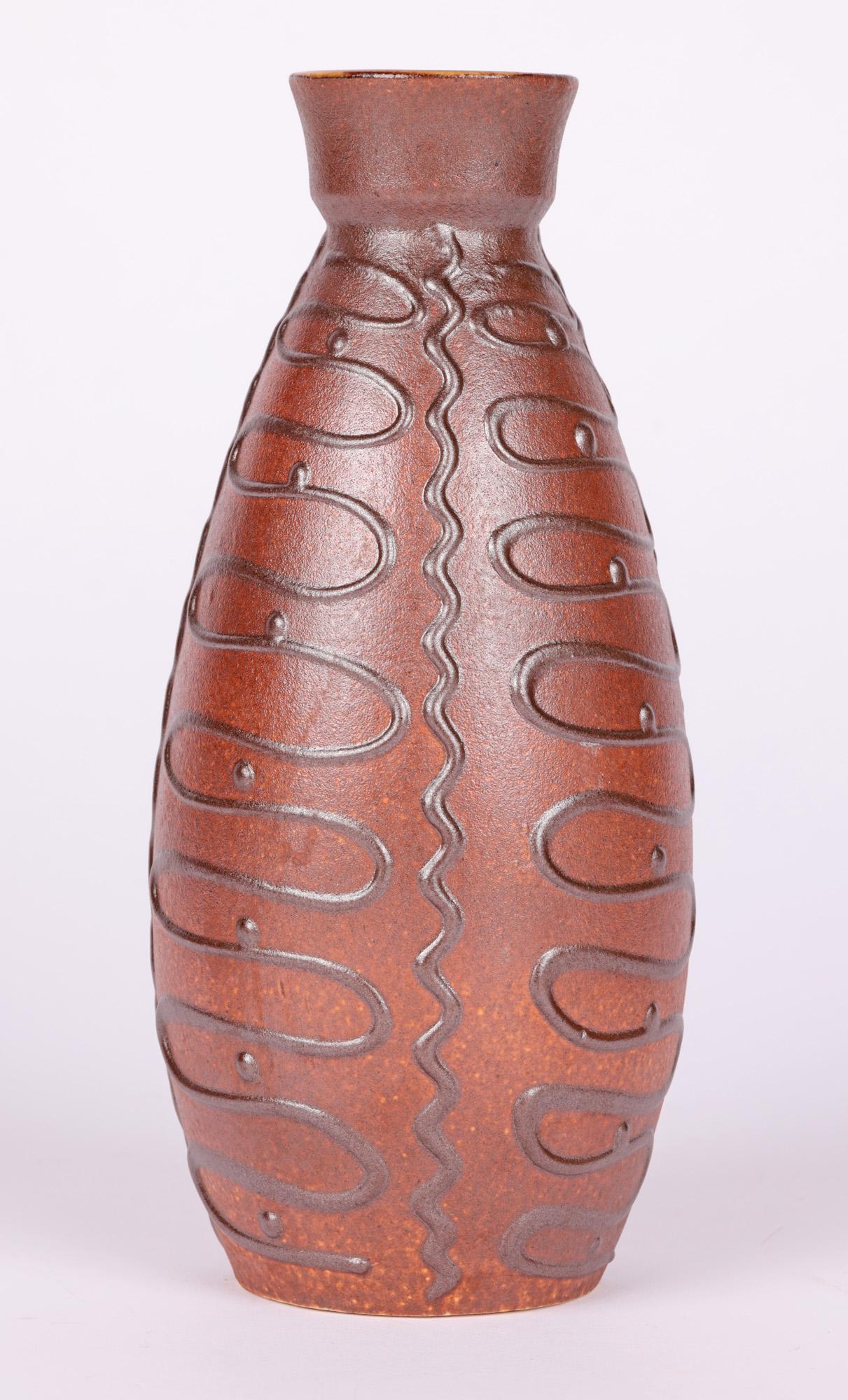 Emons Söhne Keramik Mid-Century Slip Trailed Art Pottery Vase For Sale 2