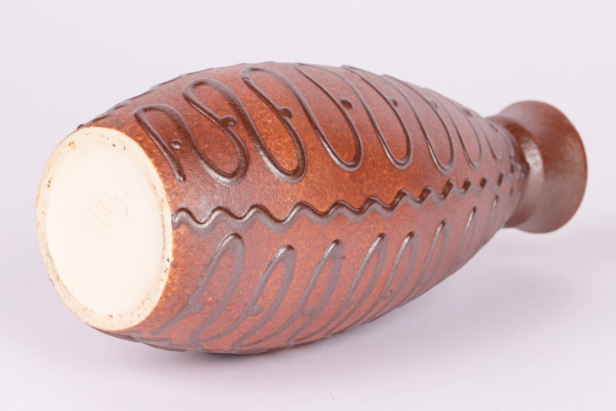 Emons Söhne Keramik Mid-Century Slip Trailed Art Pottery Vase For Sale 3
