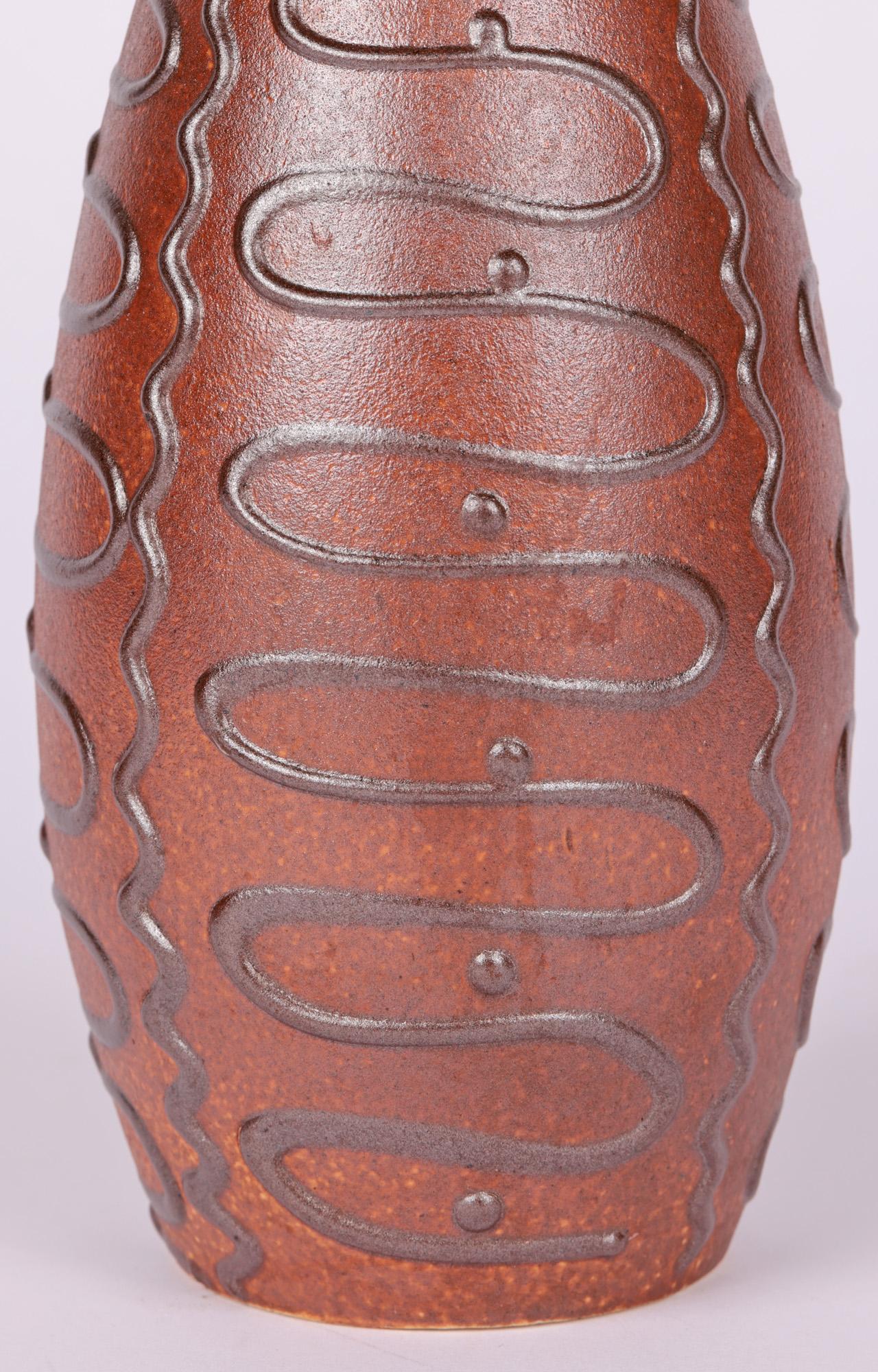 Mid-Century Modern Emons Söhne Keramik Mid-Century Slip Trailed Art Pottery Vase For Sale