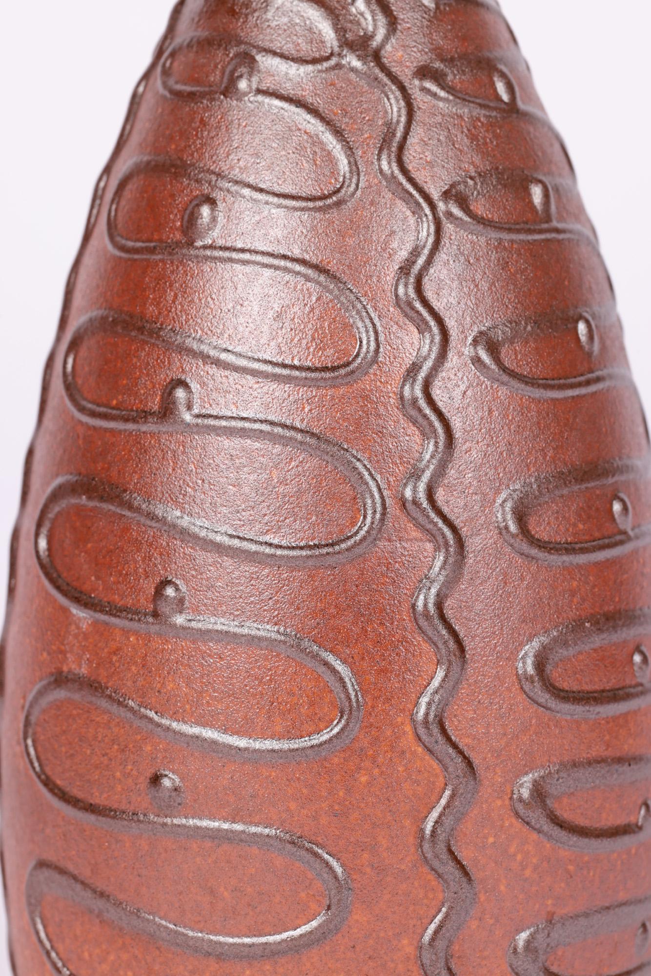 German Emons Söhne Keramik Mid-Century Slip Trailed Art Pottery Vase For Sale