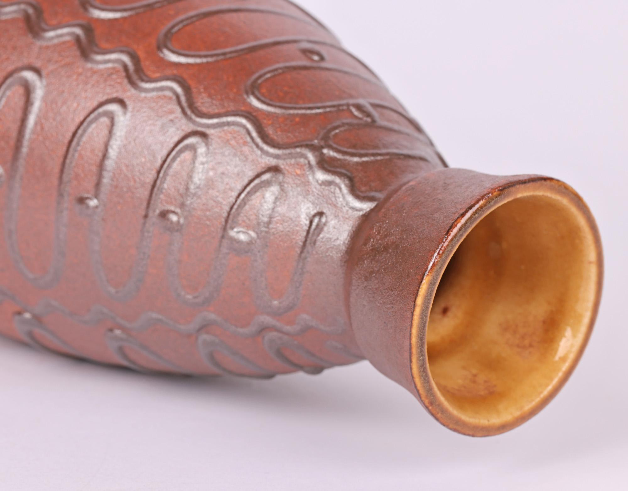 Ceramic Emons Söhne Keramik Mid-Century Slip Trailed Art Pottery Vase For Sale