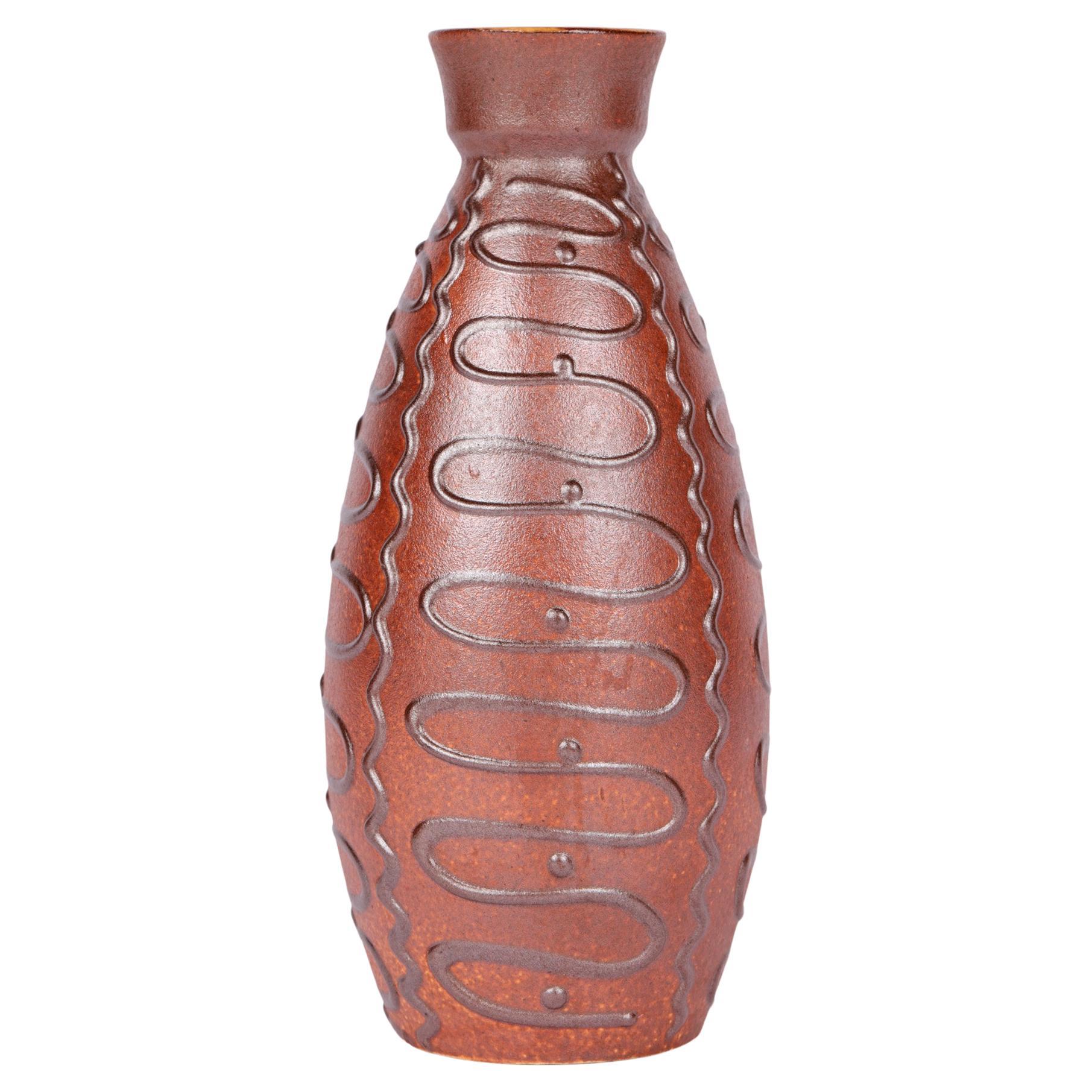Emons Söhne Keramik Mid-Century Slip Trailed Art Pottery Vase