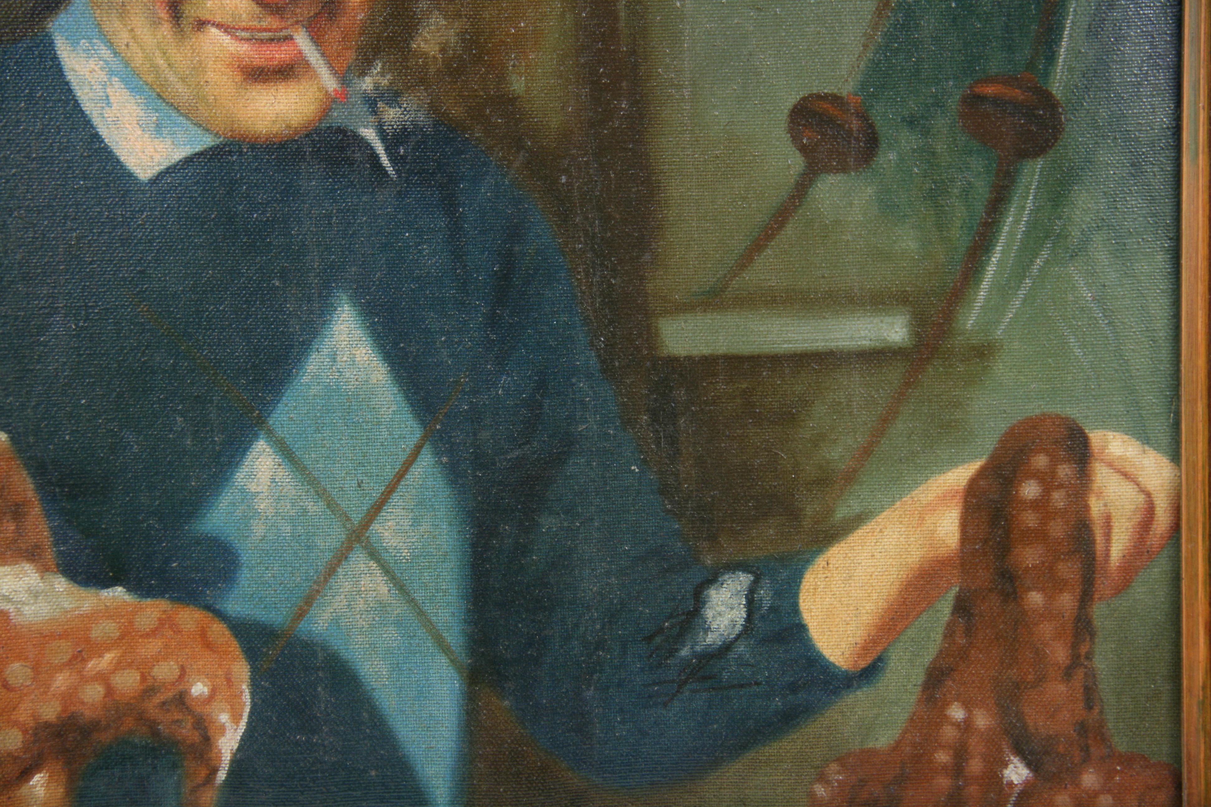 3074 Italian Fisherman Portrait, oil on canvas applied to a board, displayed in a wood frame, signed lower left by E.Mori