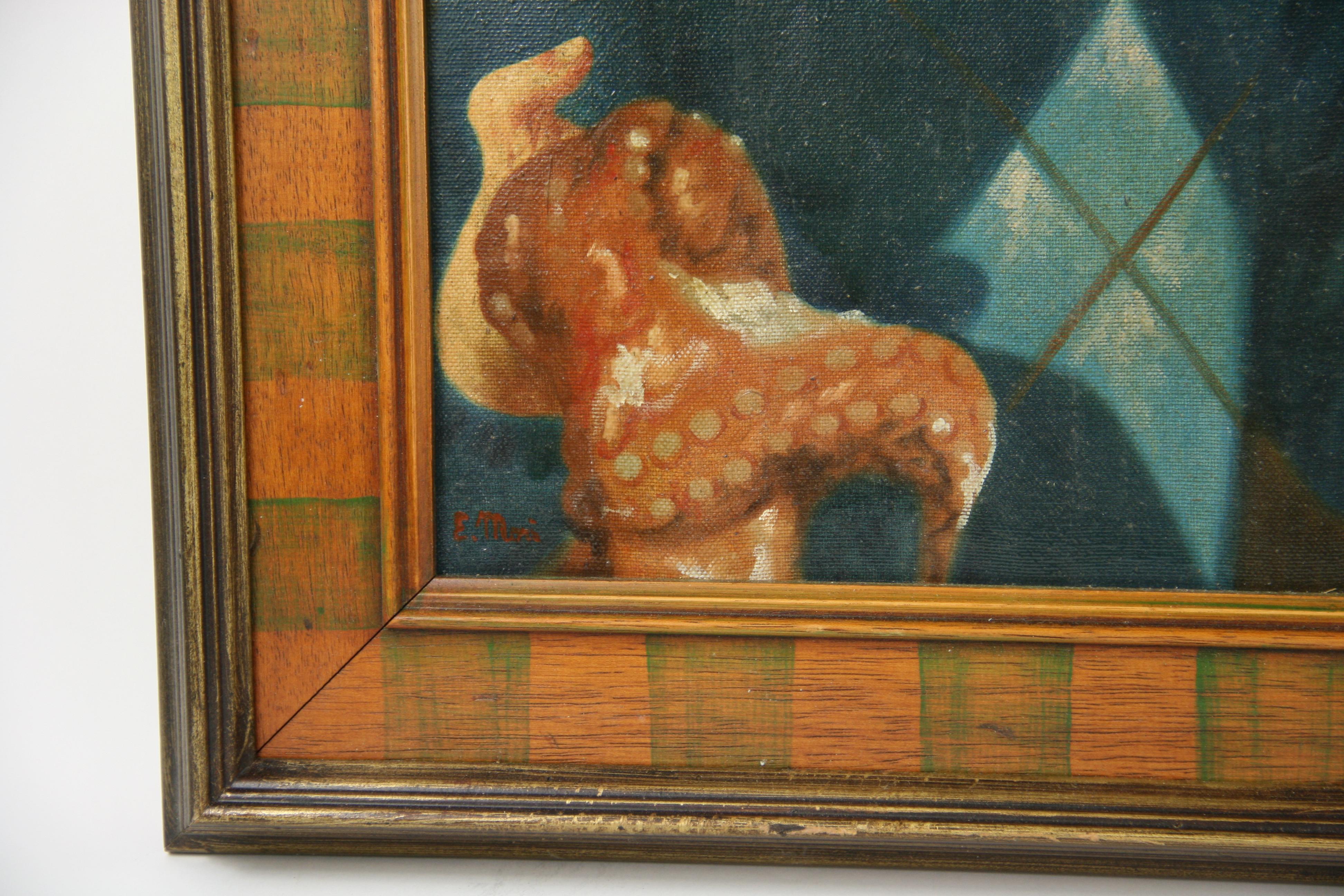 3074 Retrato de pescador italiano, óleo sobre lienzo aplicado a tabla, presentado en bastidor de madera, firmado abajo a la izquierda por E.Mori