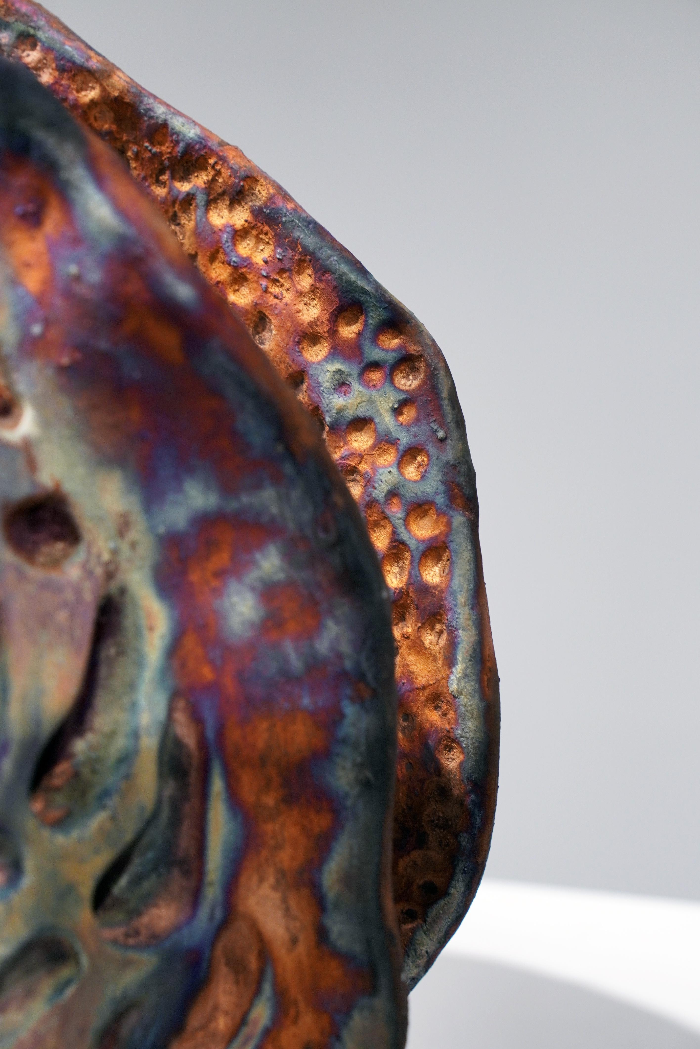 Fired Emotion - life magnified collection raku ceramic pottery sculpture by Adil Ghani For Sale