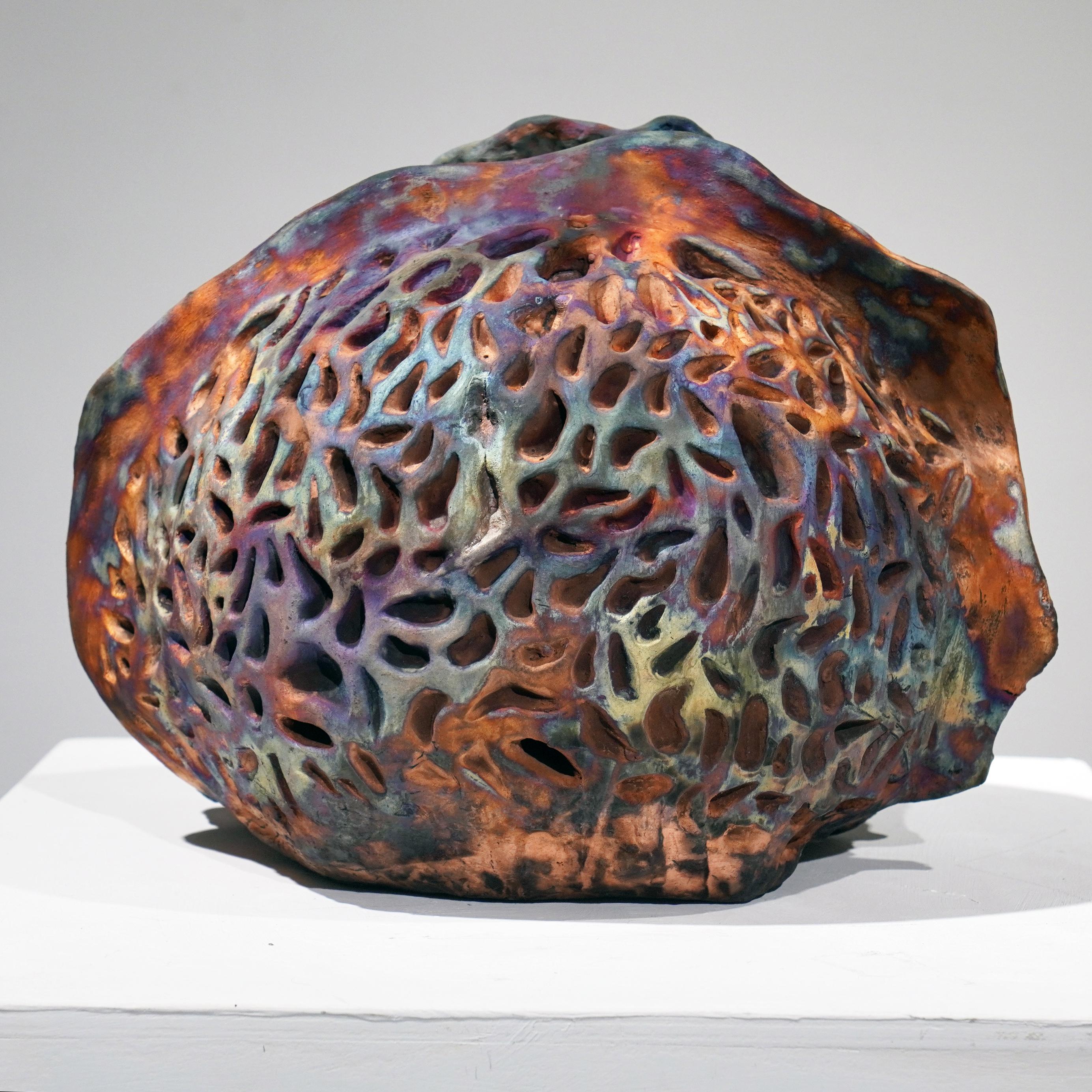 Contemporary Emotion - life magnified collection raku ceramic pottery sculpture by Adil Ghani For Sale