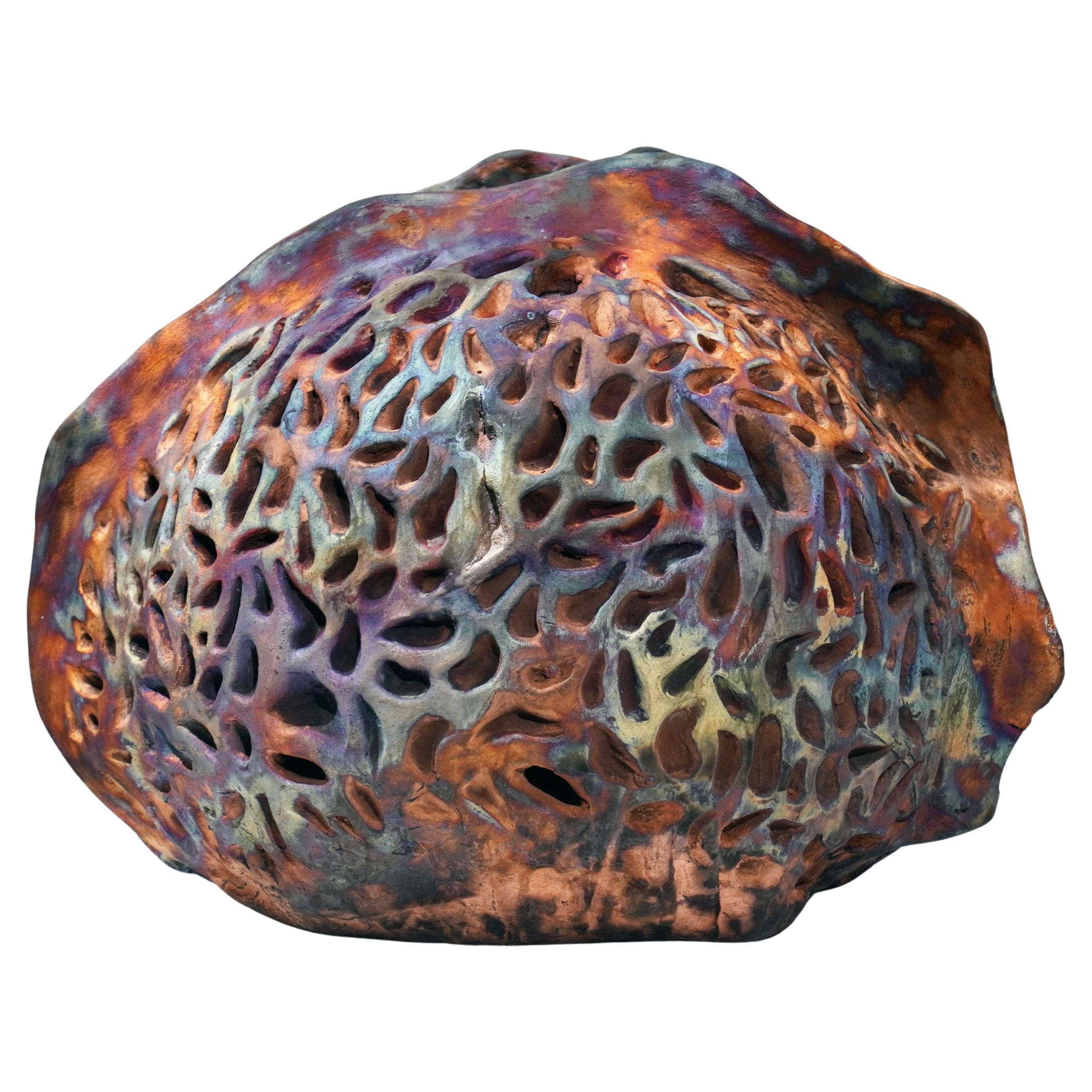 Emotion - life magnified collection raku ceramic pottery sculpture by Adil Ghani For Sale