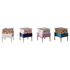 Emotional Bedside Table, Bubbles Collection, with Wooden Bubbles and Brass Legs