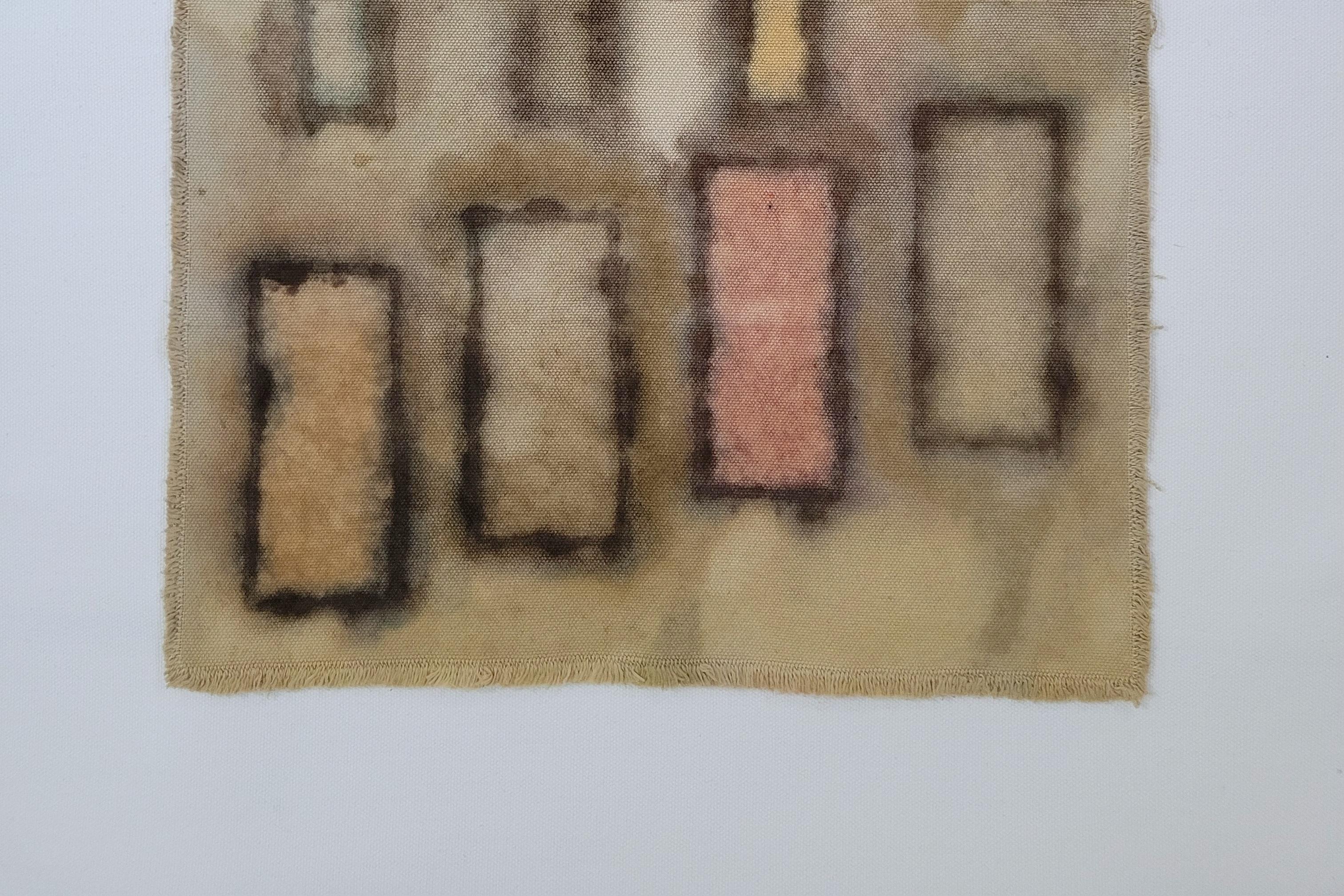 Turco EMOTIONAL TRACES OF THE PAST (21) – Plant-Dyed Botanical Art on Cotton Canvas in vendita