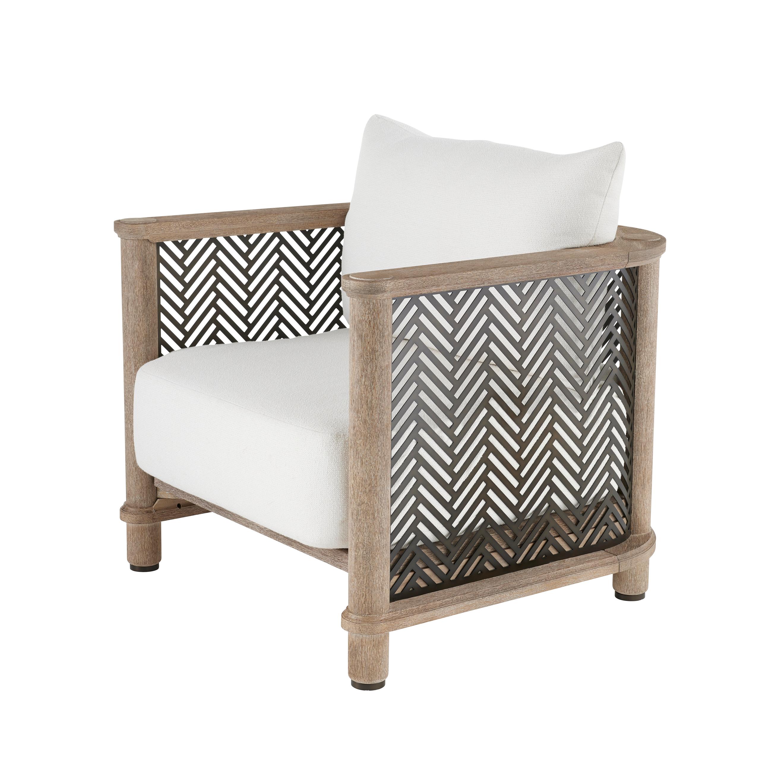 Vietnamien Chaise d'extérieur Emoto FRS11 - Pearl Outdoor Performance Bouclé teck teinté saule en vente